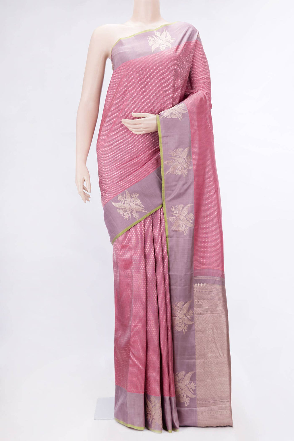 Pink Dual Tone Kanchipuram Silk Saree