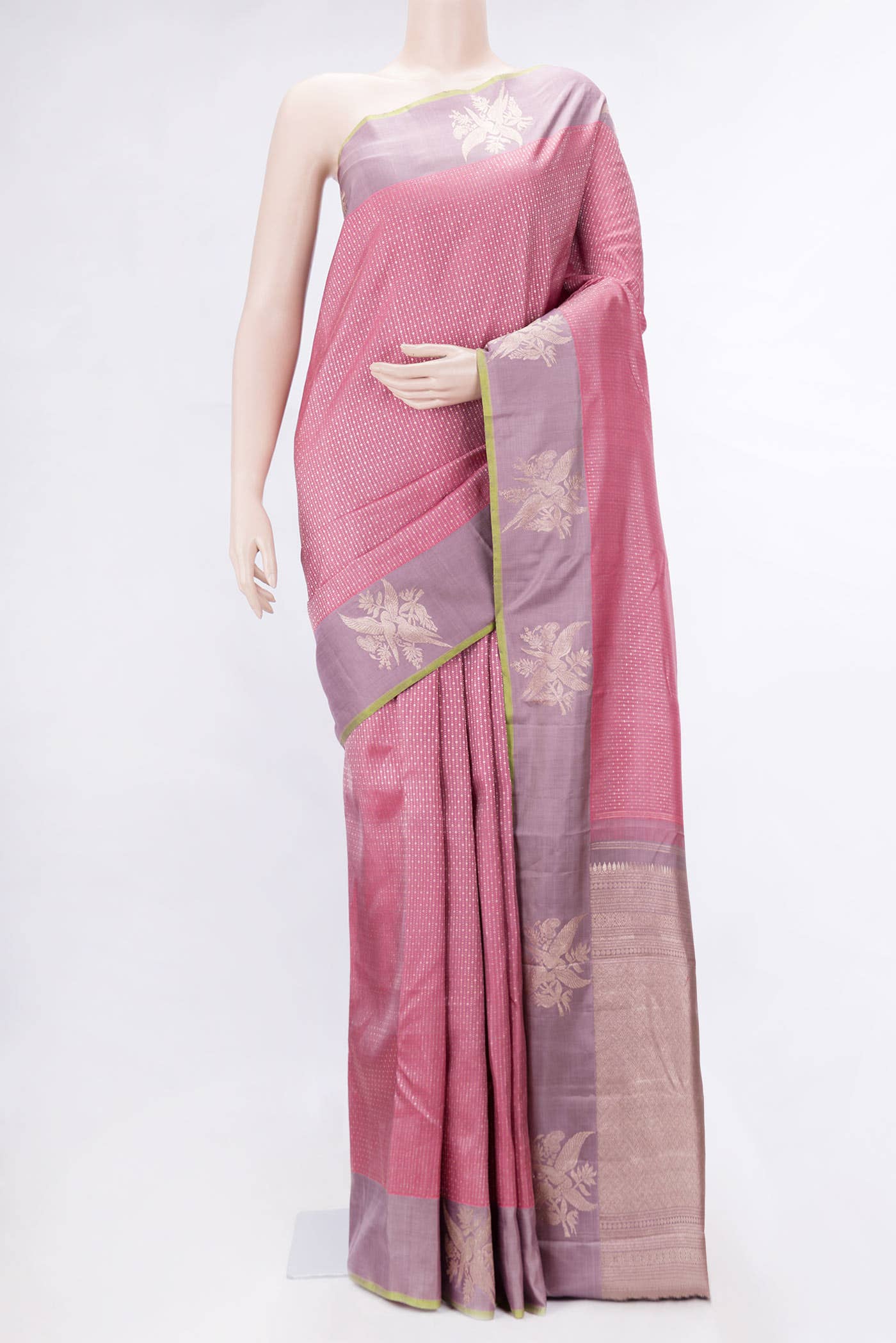 Pink Dual Tone Kanchipuram Silk Saree