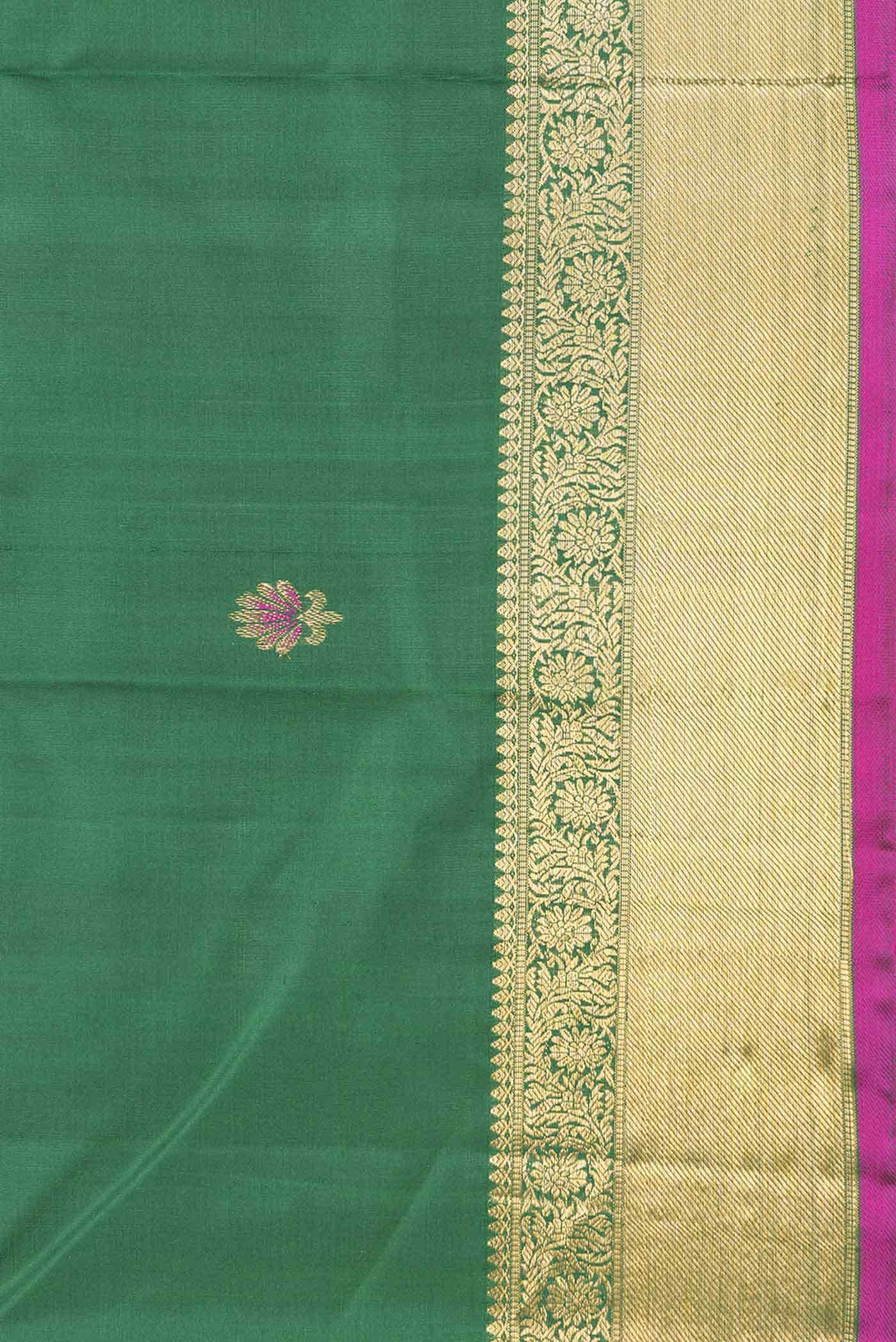 Pure Silk Pure Zari Green Dual Tone Kanchipuram Saree