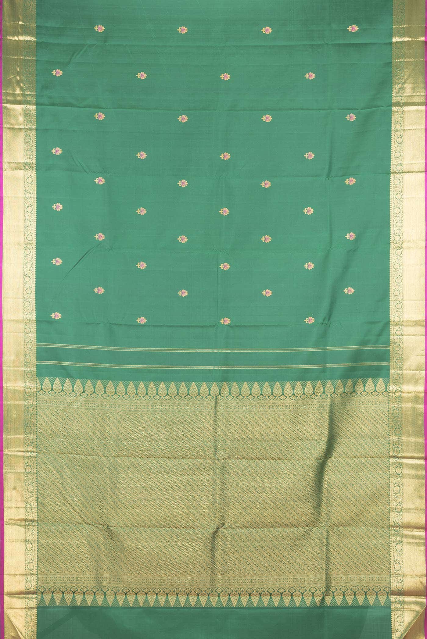 Pure Silk Pure Zari Green Dual Tone Kanchipuram Saree