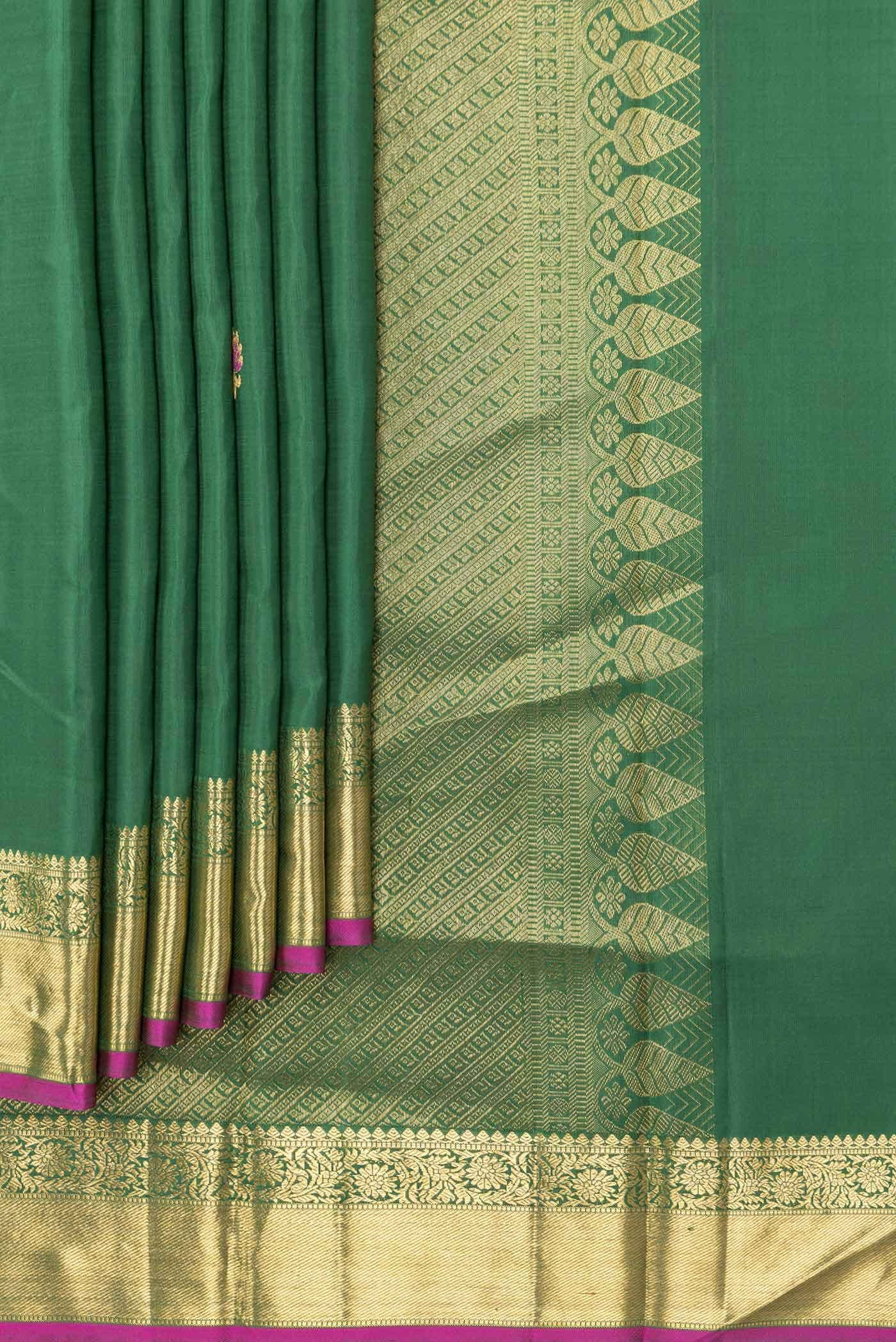 Pure Silk Pure Zari Green Dual Tone Kanchipuram Saree