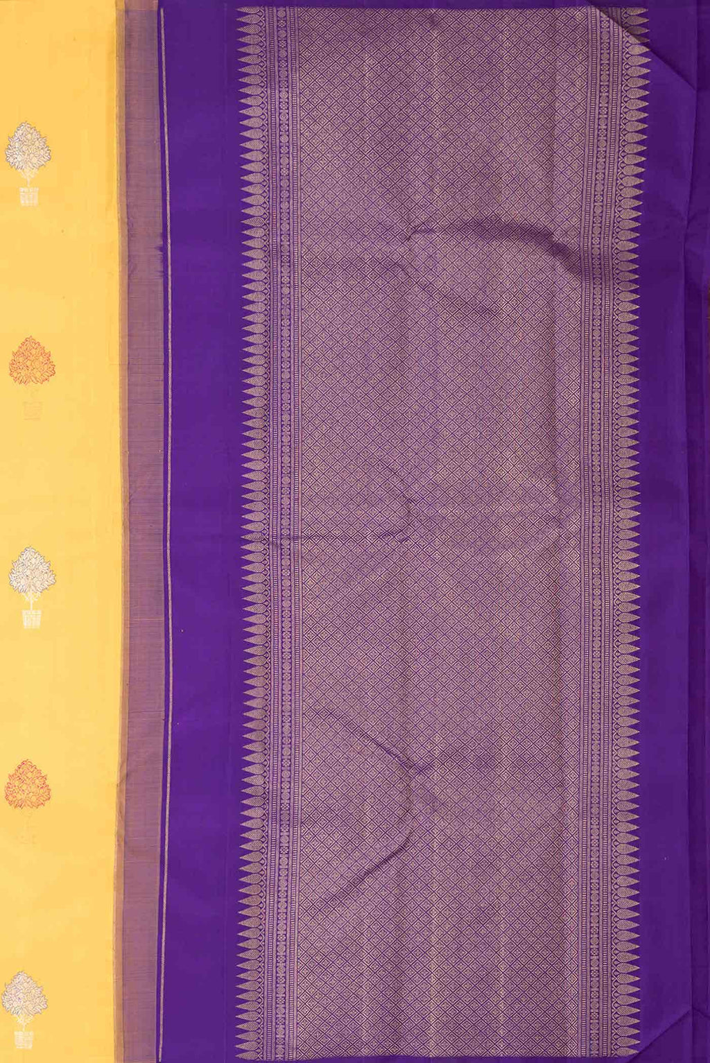 Pure Silk Pure Zari Yellow Dual Tone Kanchipuram Saree