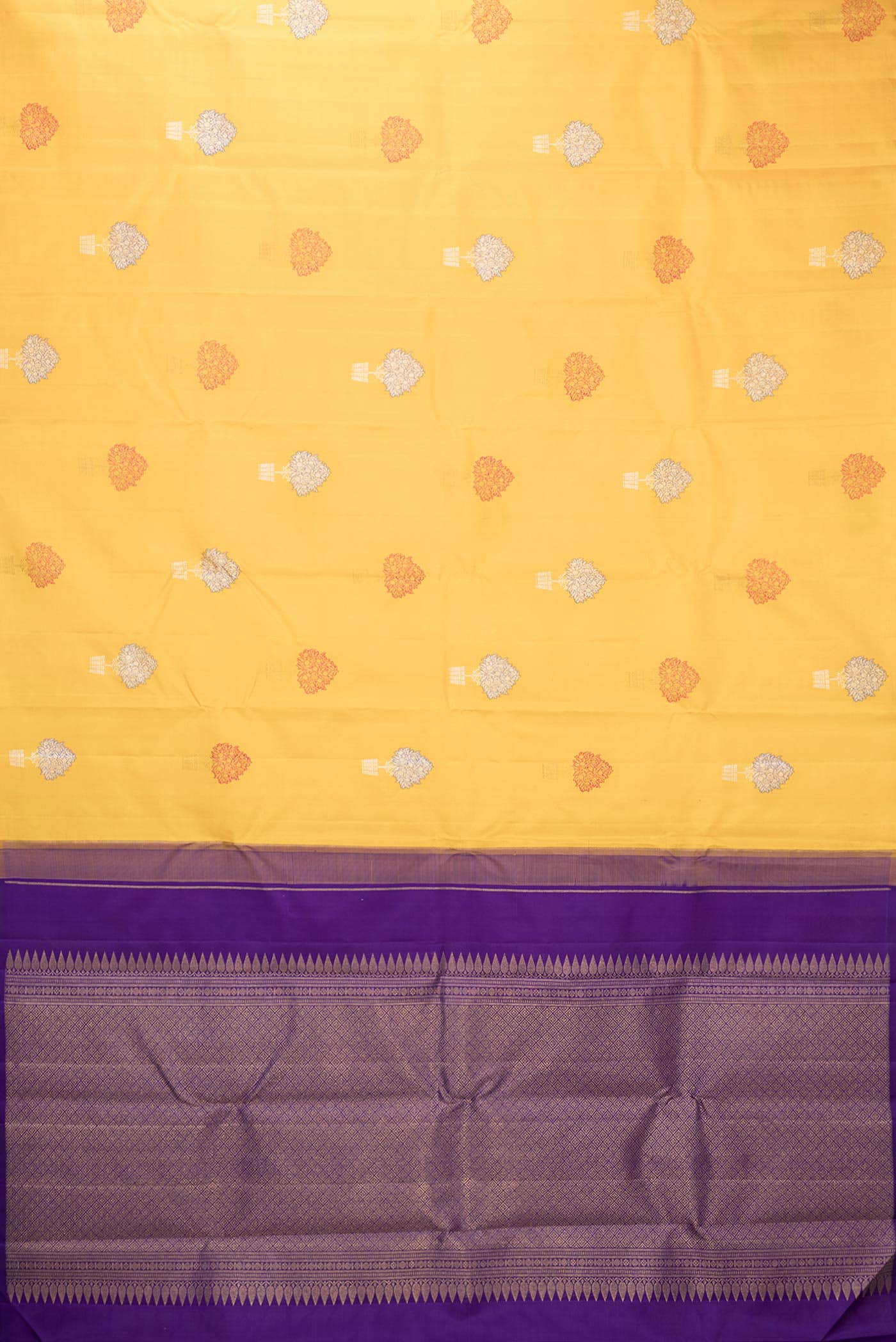 Pure Silk Pure Zari Yellow Dual Tone Kanchipuram Saree