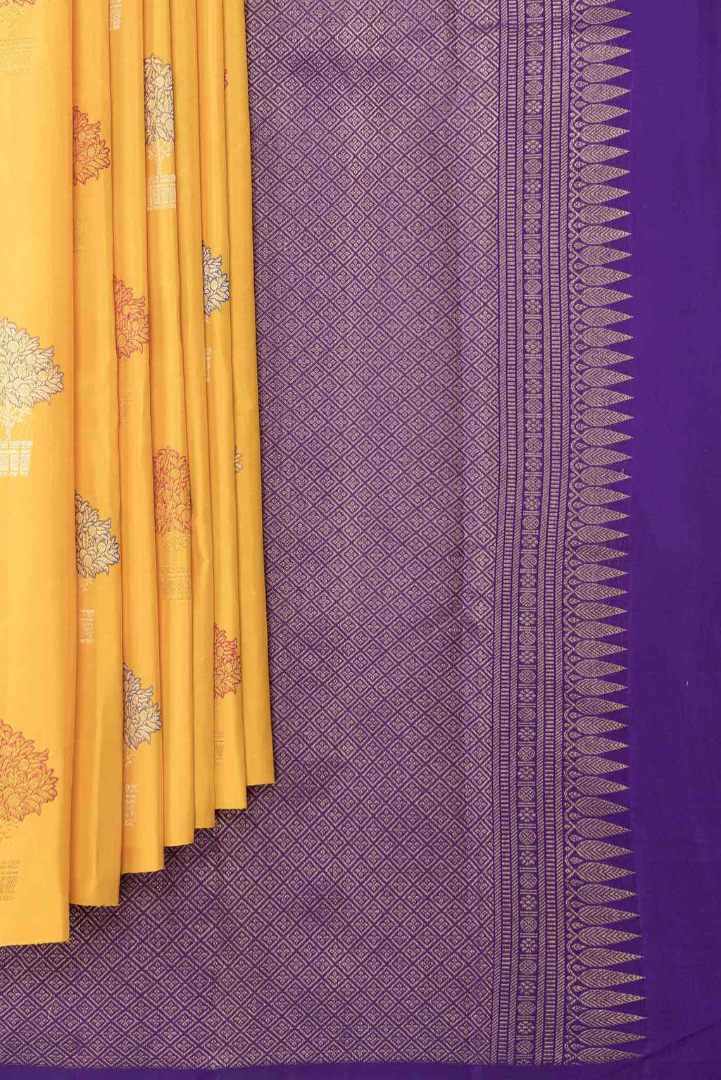 Pure Silk Pure Zari Yellow Dual Tone Kanchipuram Saree