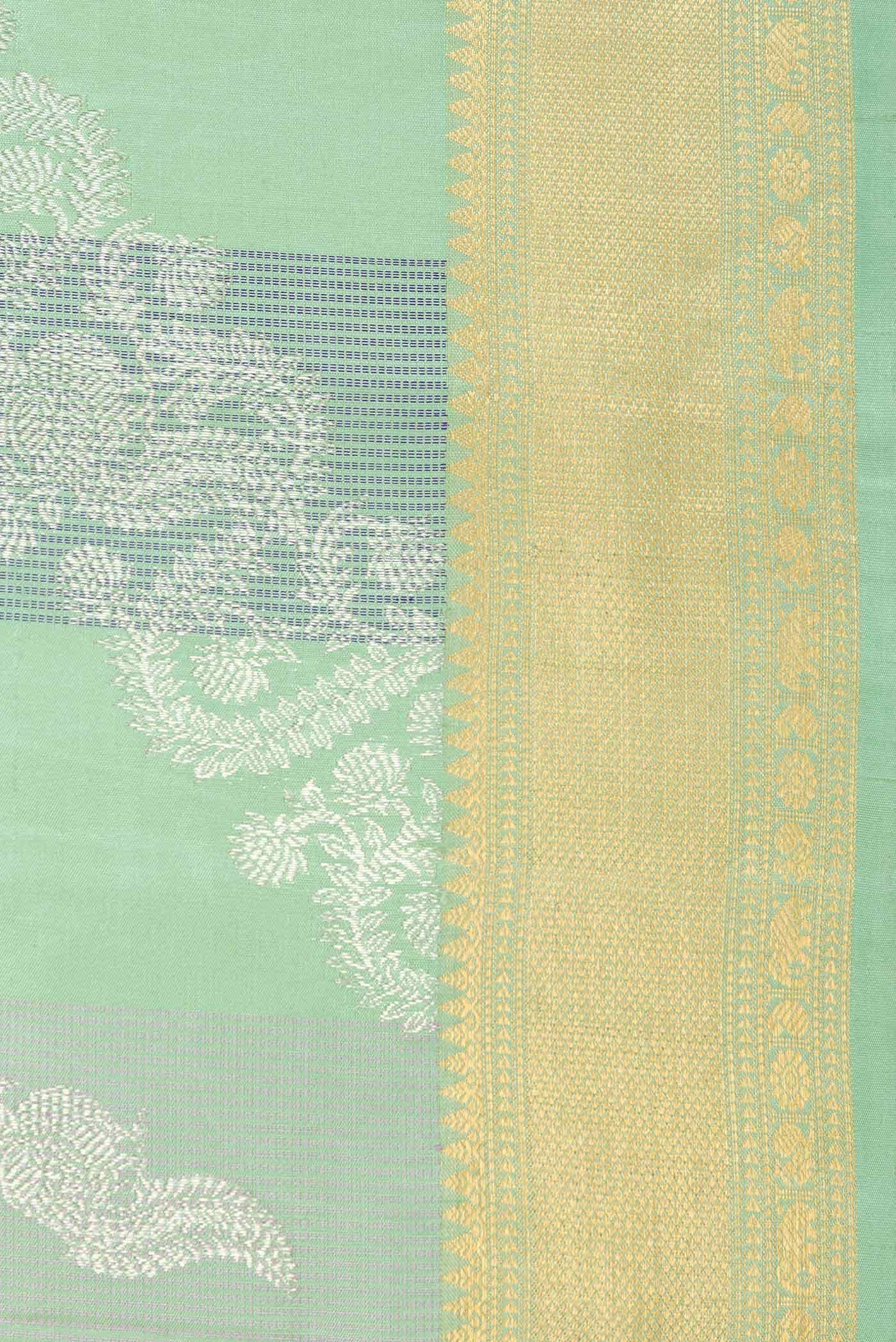 Pure Silk Pure Zari Green Dual Tone Kanchipuram Saree