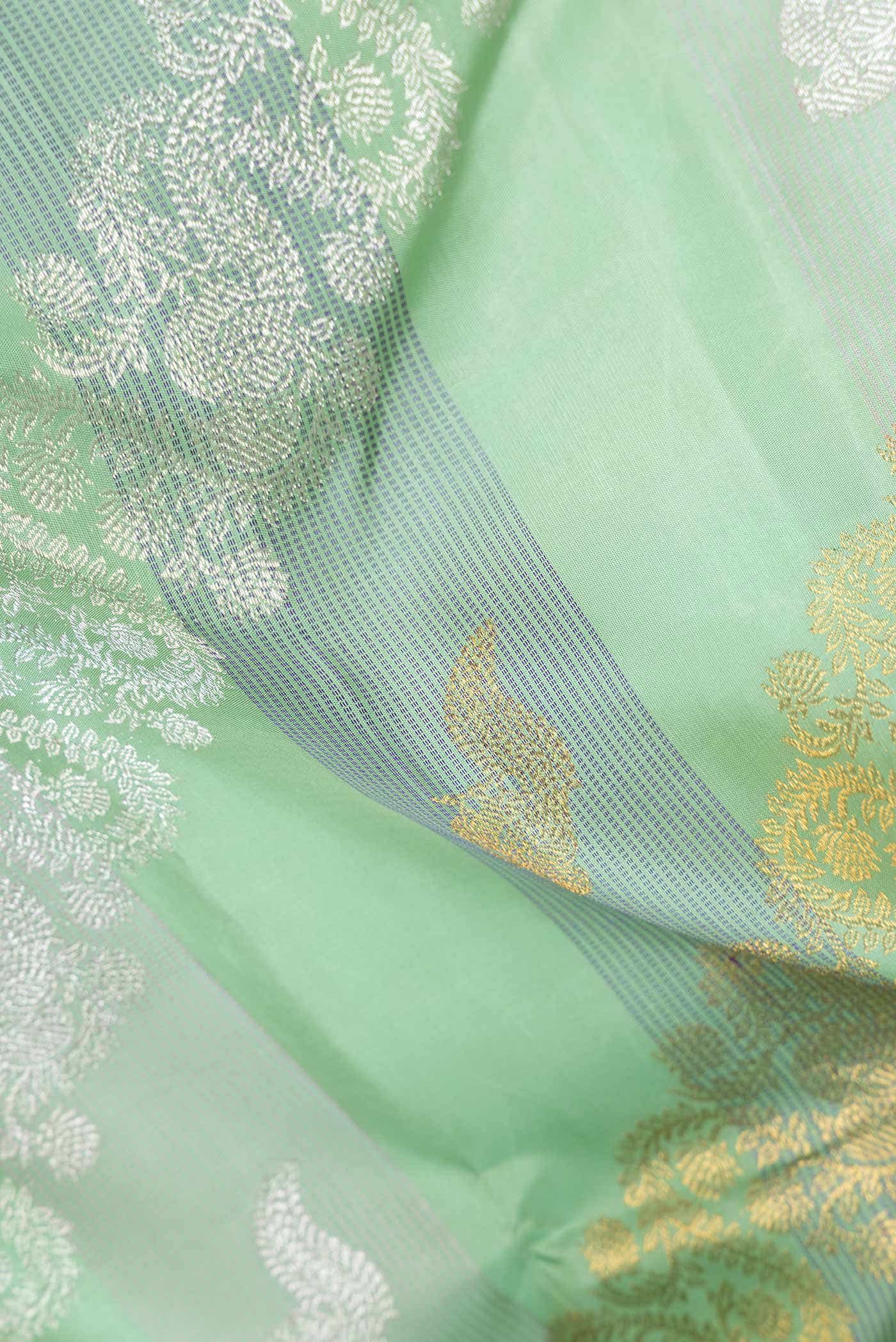Pure Silk Pure Zari Green Dual Tone Kanchipuram Saree
