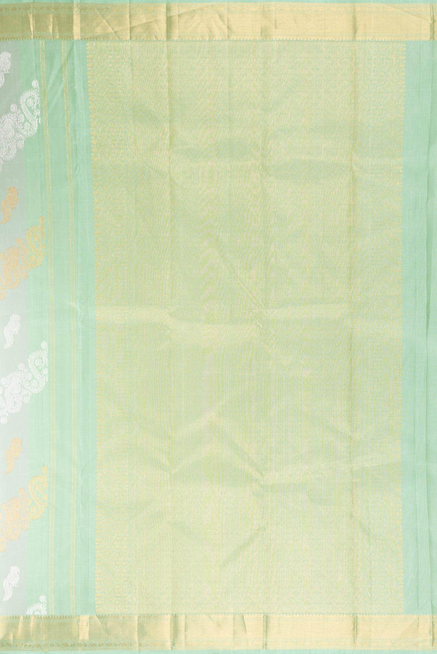 Pure Silk Pure Zari Green Dual Tone Kanchipuram Saree