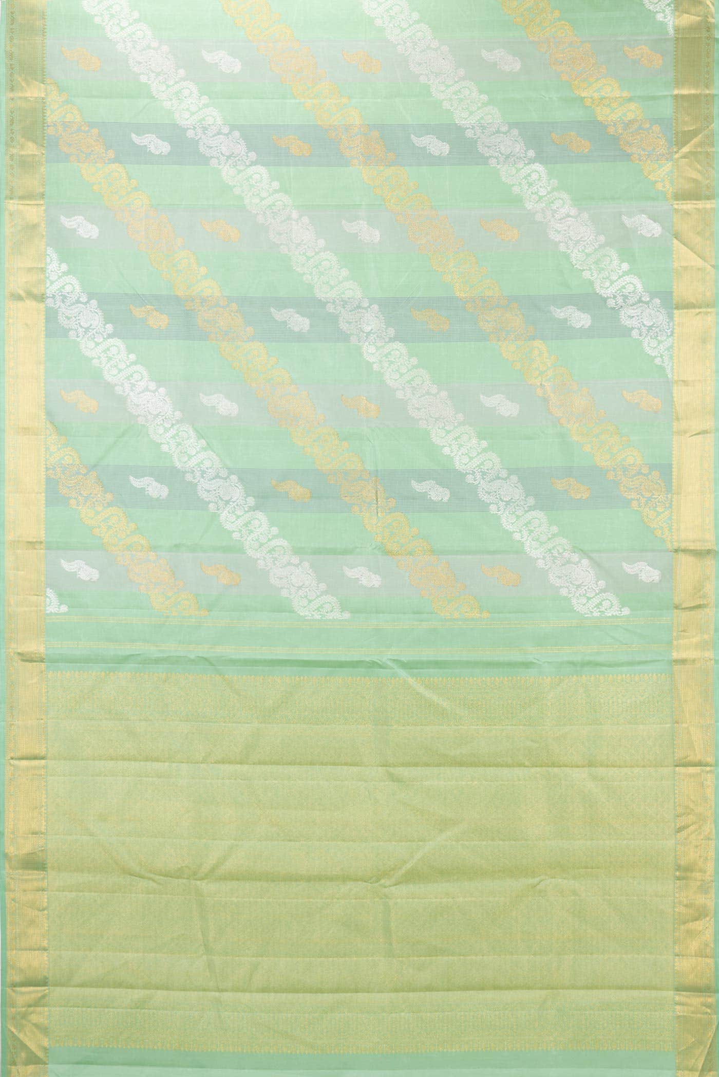 Pure Silk Pure Zari Green Dual Tone Kanchipuram Saree
