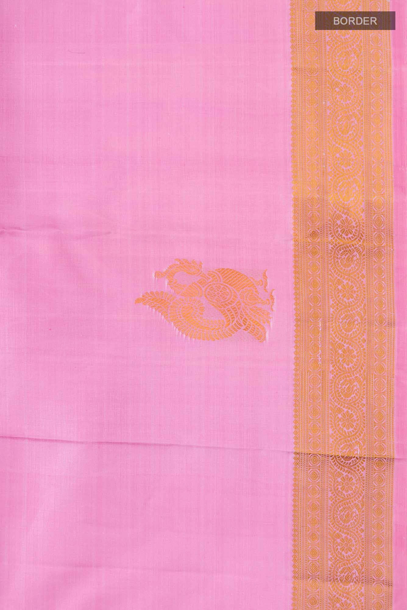 Rose pink Kanchipuram Silk Saree