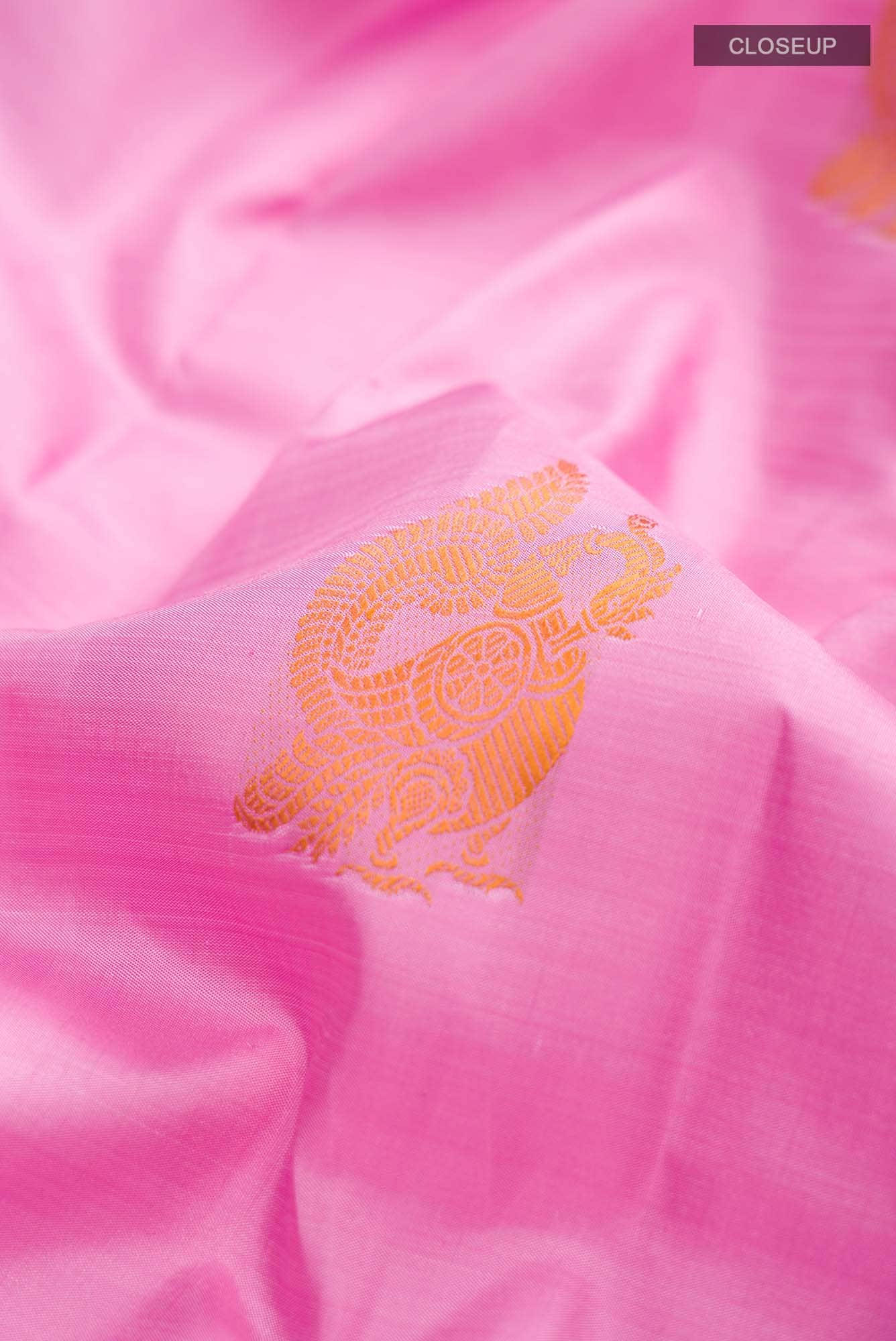 Rose pink Kanchipuram Silk Saree