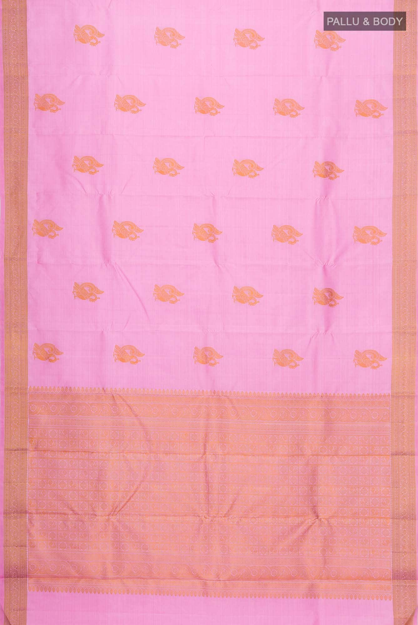 Rose pink Kanchipuram Silk Saree