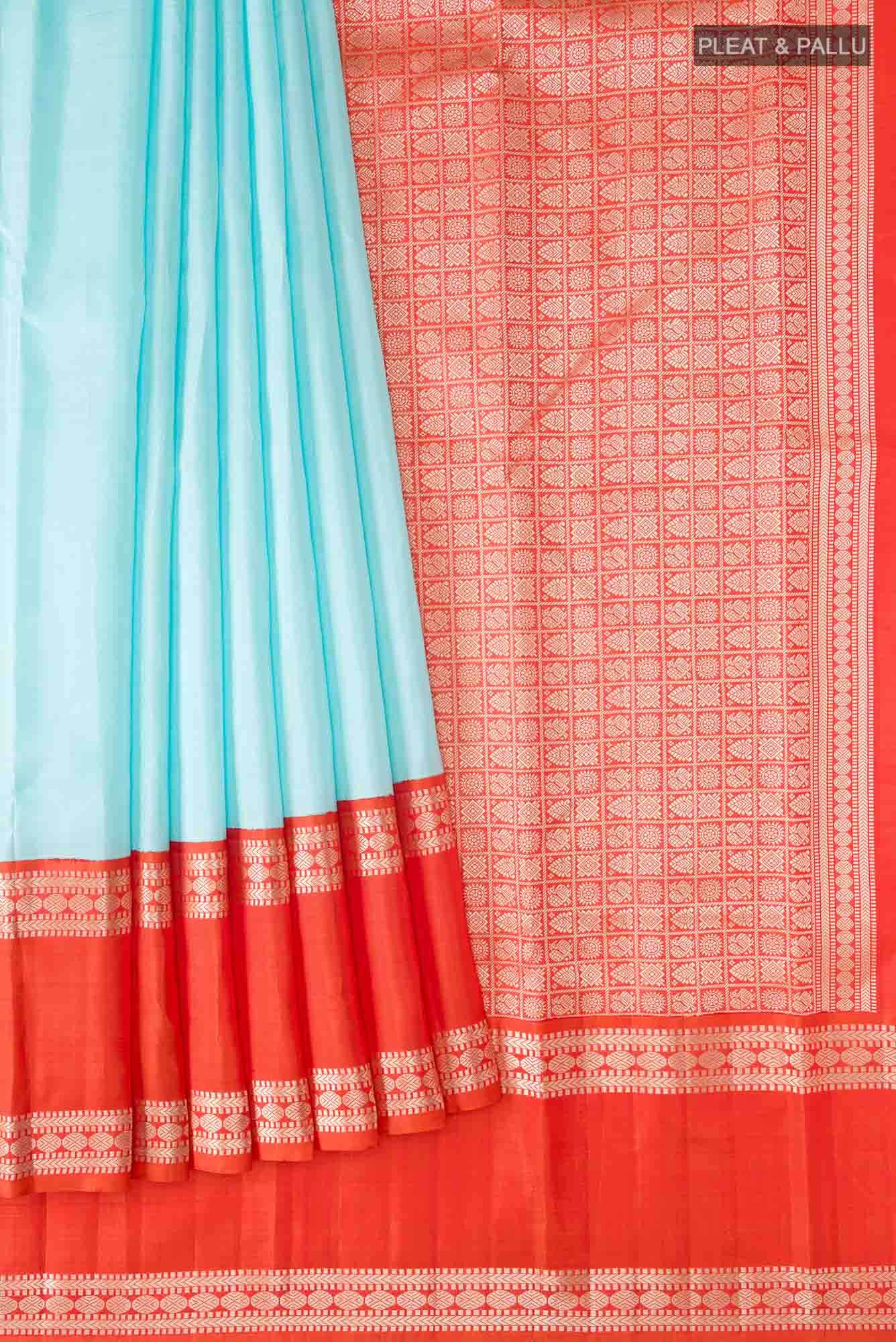 Sky Blue Kanchipuram Silk Saree