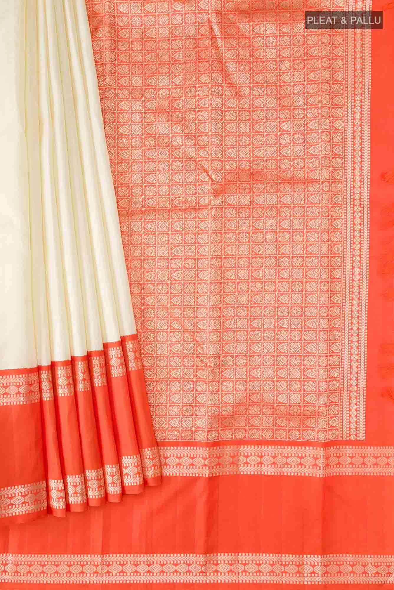 Cream Kanchipuram Silk Saree