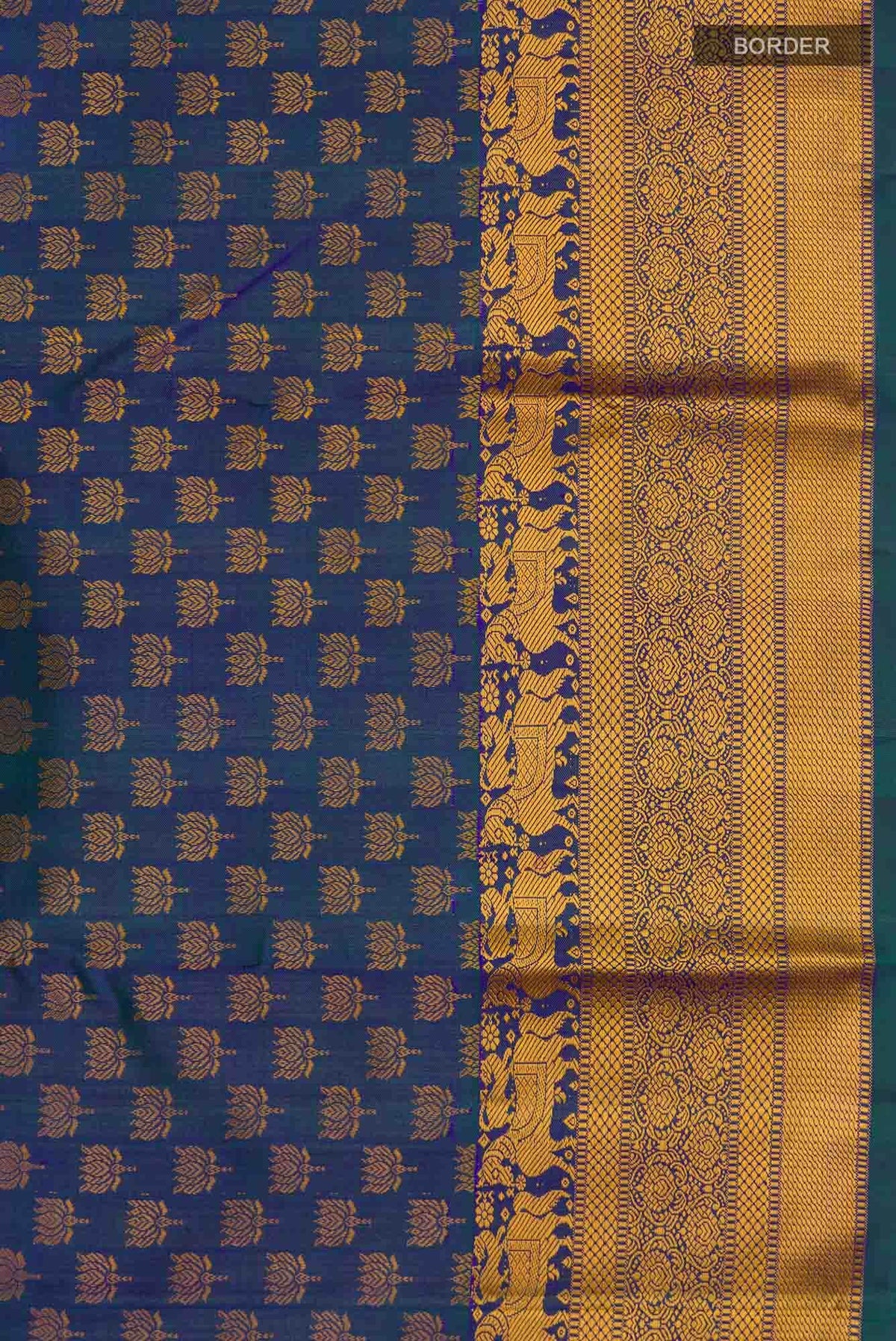 Blue with Green Dual Tone Kanjivaram Silk Saree