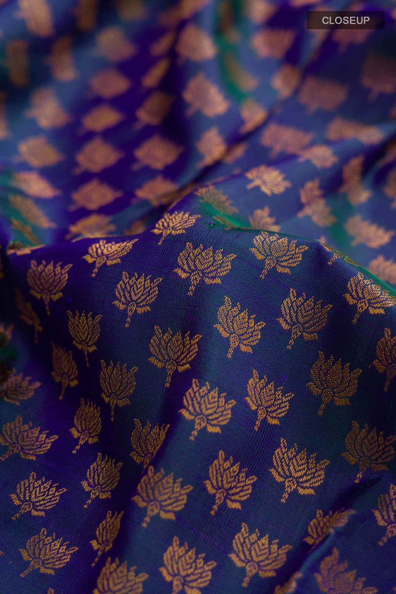Blue with Green Dual Tone Kanchipuram Silk Saree