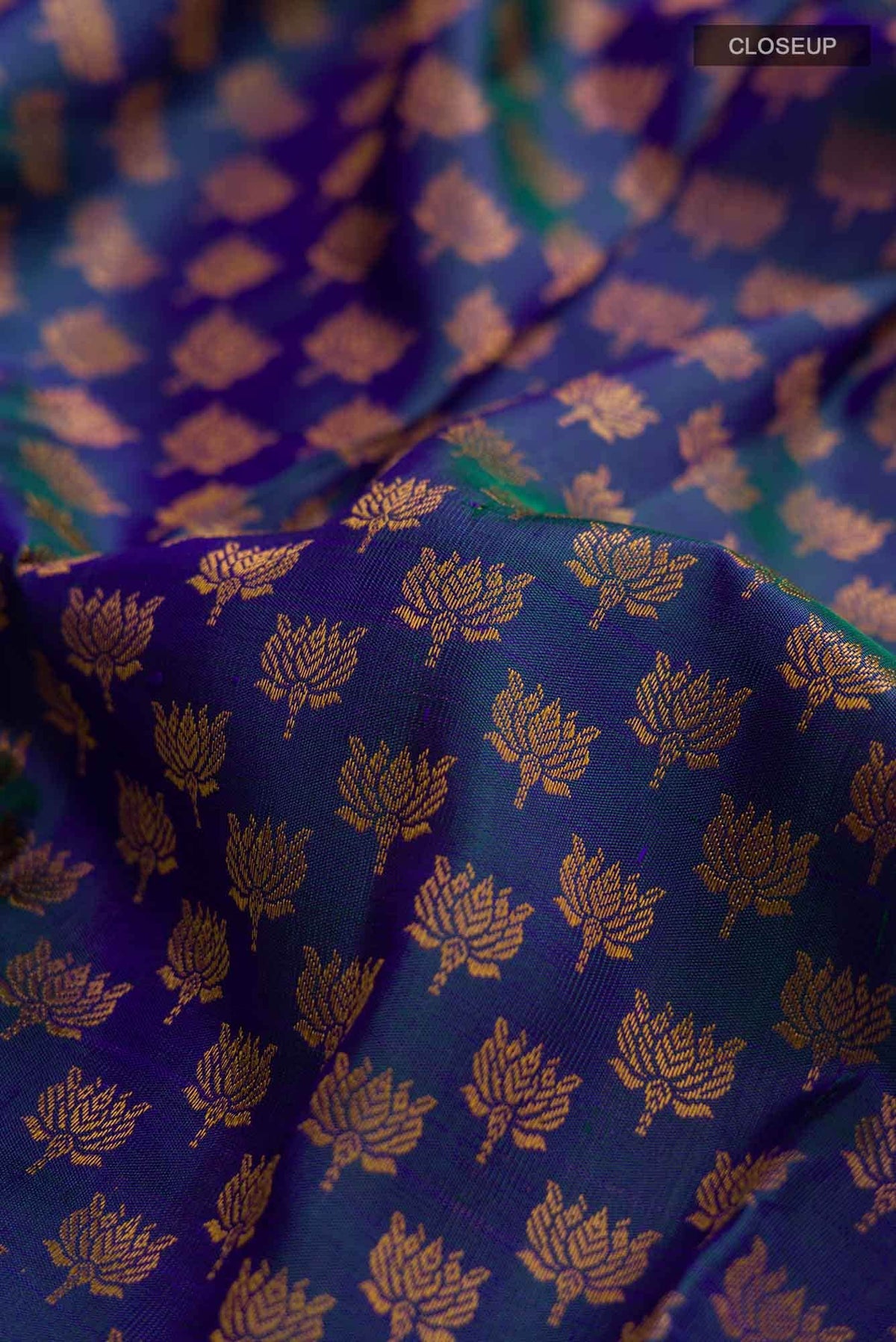 Blue with Green Dual Tone Kanjivaram Silk Saree
