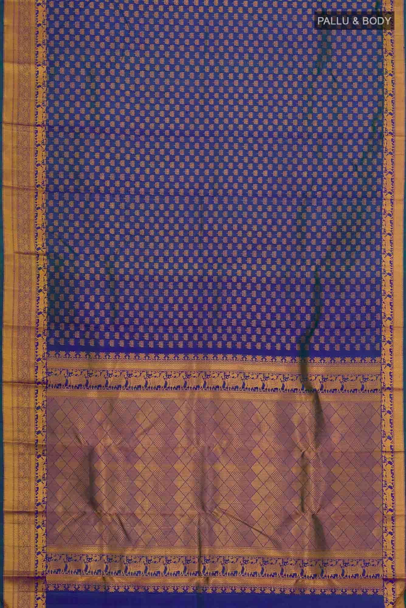 Blue with Green Dual Tone Kanchipuram Silk Saree