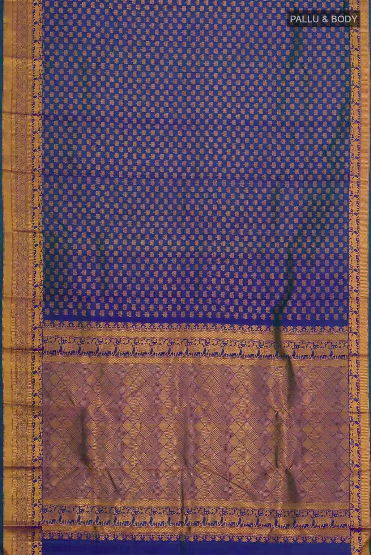 Blue with Green Dual Tone Kanjivaram Silk Saree