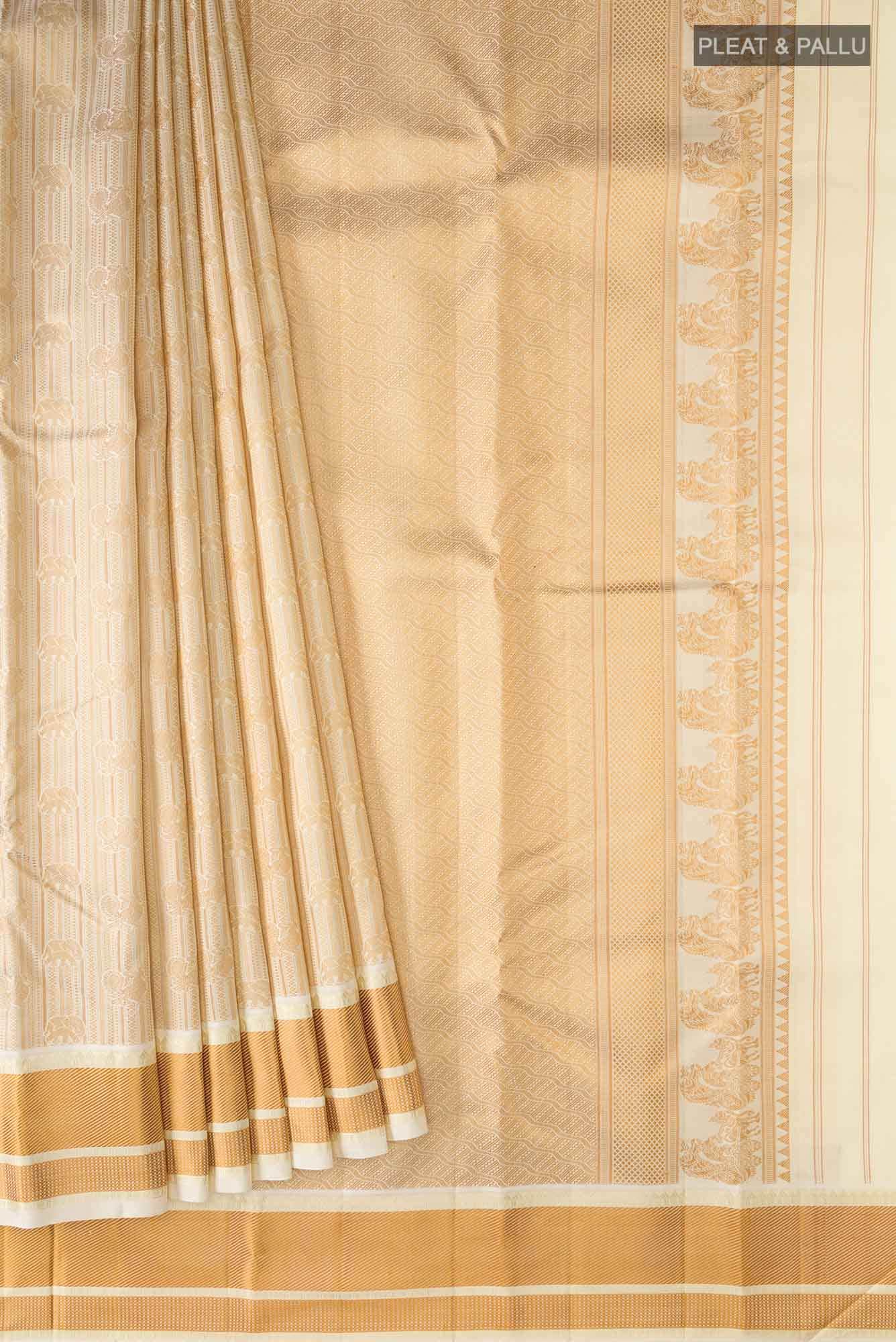 Cream Kanchipuram Silk Saree