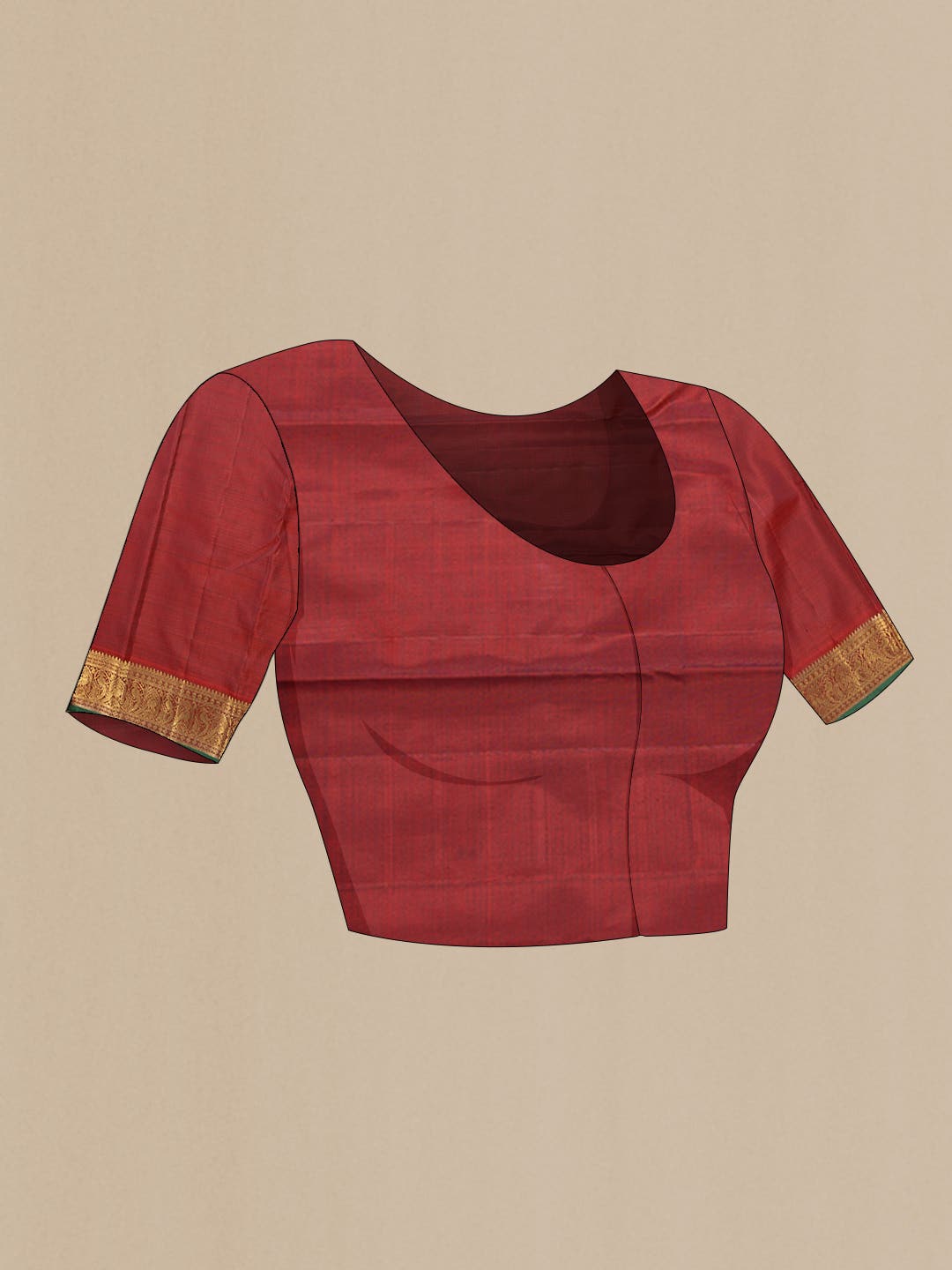 Pure Silk Pure Zari Burgundy Dual Tone Kanchipuram Saree