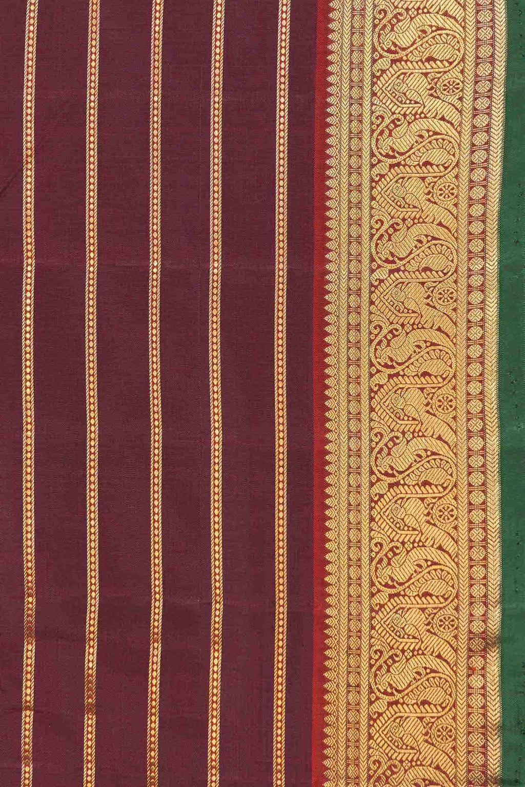 Pure Silk Pure Zari Burgundy Dual Tone Kanchipuram Saree