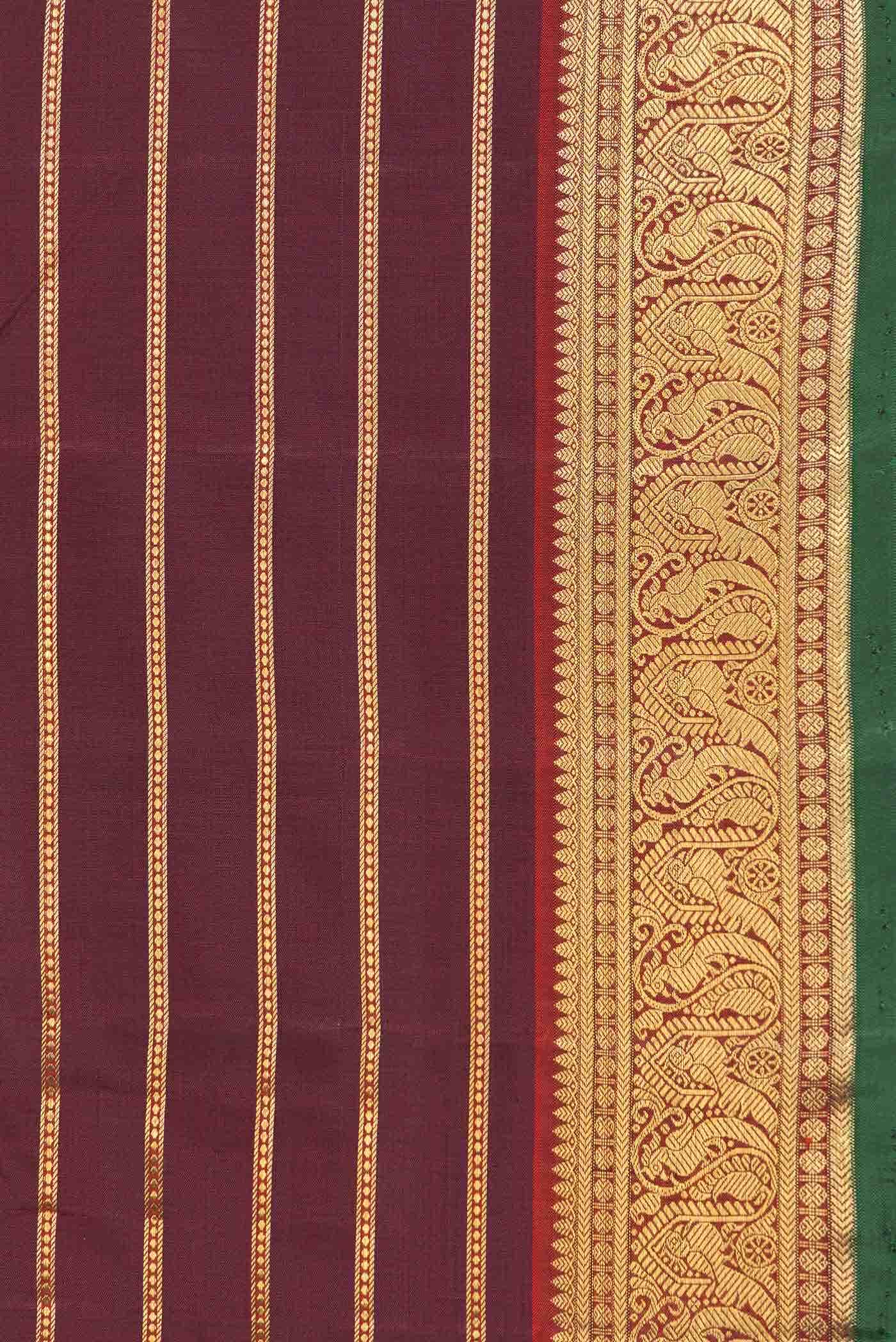 Pure Silk Pure Zari Burgundy Dual Tone Kanchipuram Saree