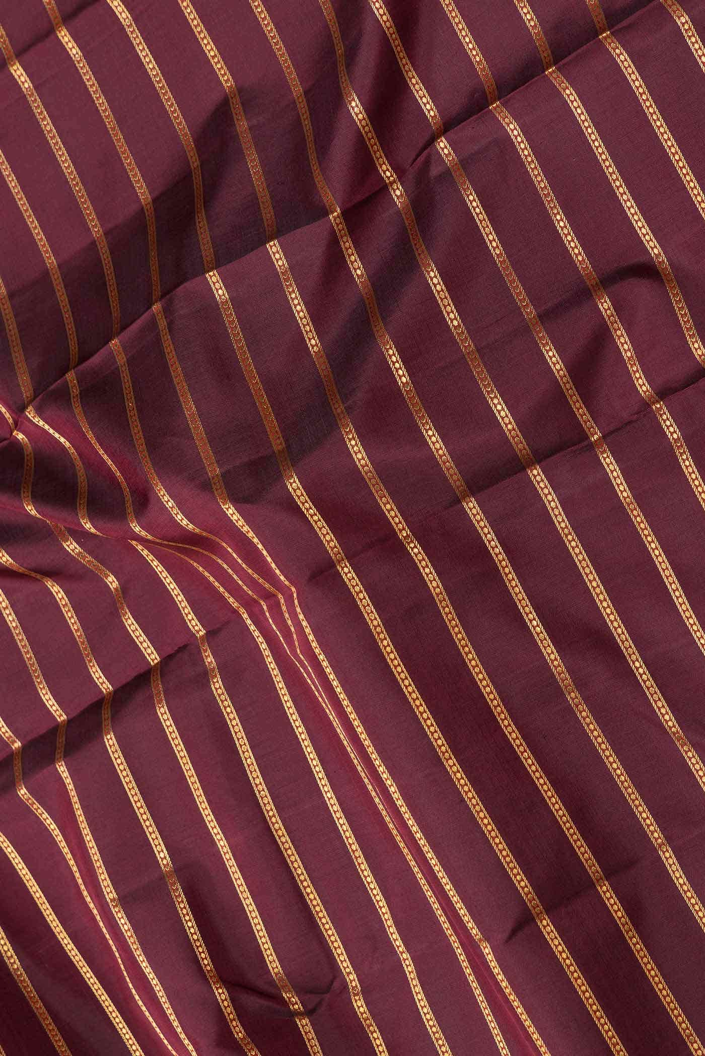 Pure Silk Pure Zari Burgundy Dual Tone Kanchipuram Saree