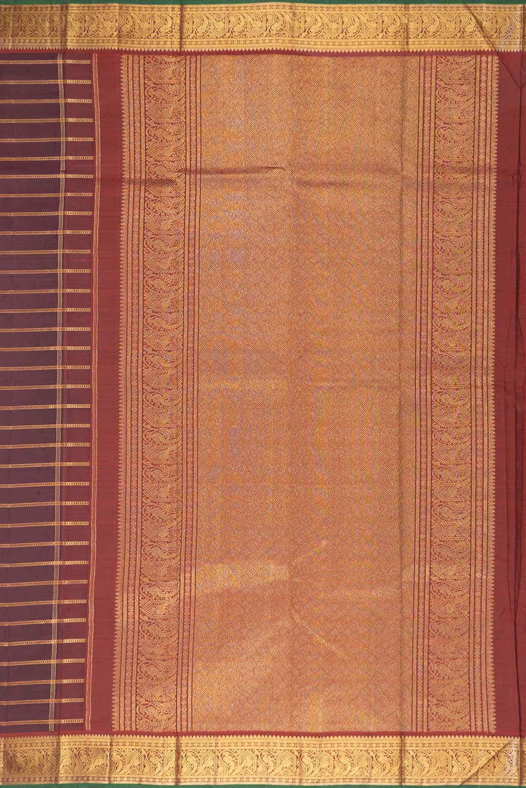 Pure Silk Pure Zari Burgundy Dual Tone Kanchipuram Saree