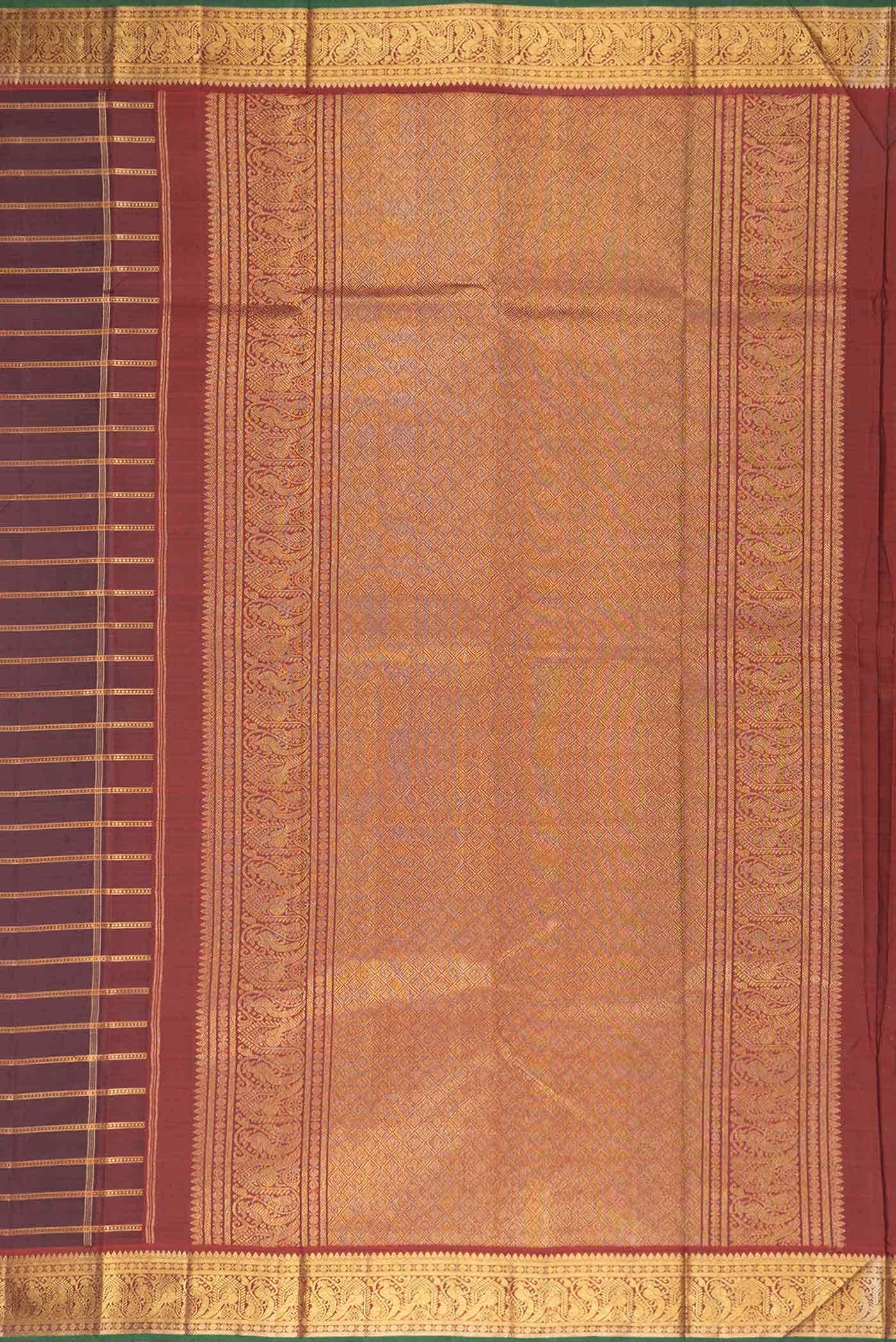 Pure Silk Pure Zari Burgundy Dual Tone Kanchipuram Saree