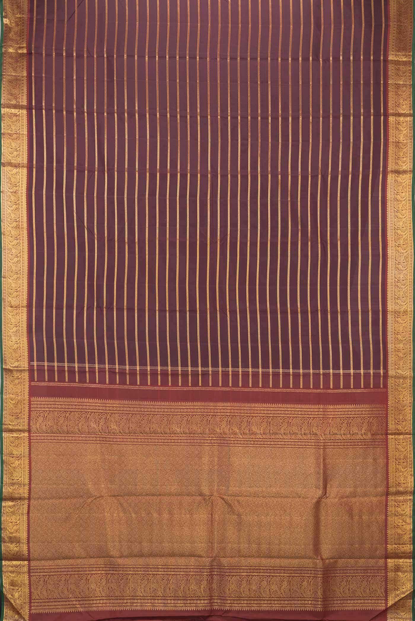 Pure Silk Pure Zari Burgundy Dual Tone Kanchipuram Saree