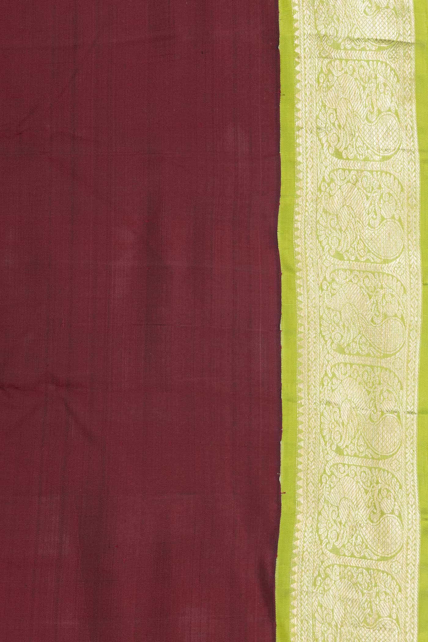 Pure Silk Pure Zari Maroon Dual Tone Kanchipuram Saree