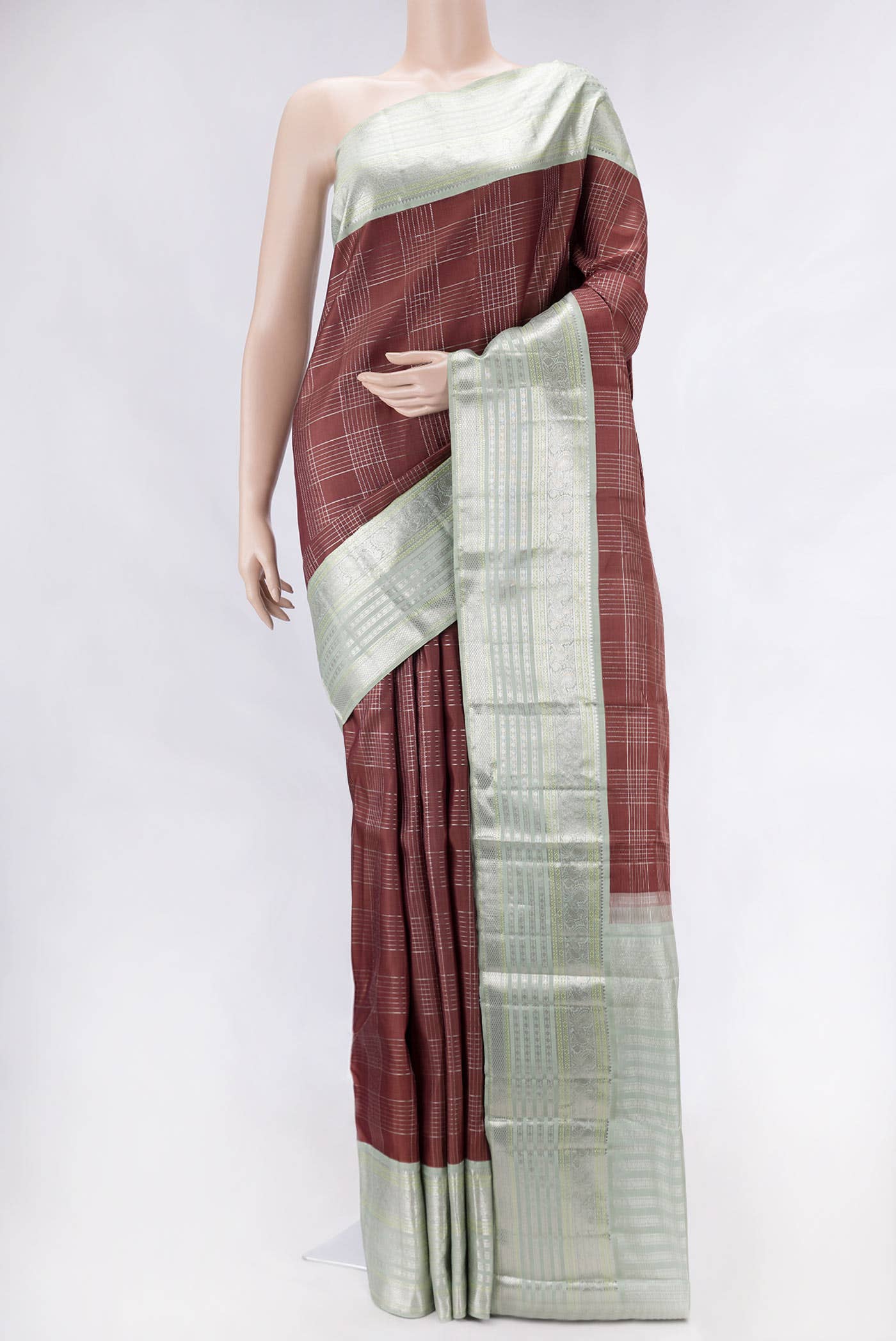 Pure Silk Pure Zari Brown Kanchipuram Saree
