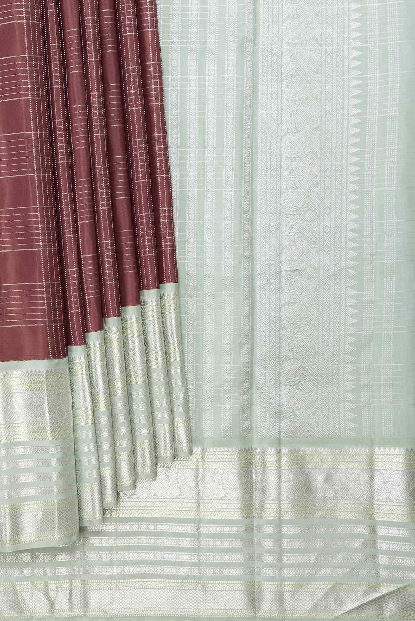 Pure Silk Pure Zari Brown Kanchipuram Saree