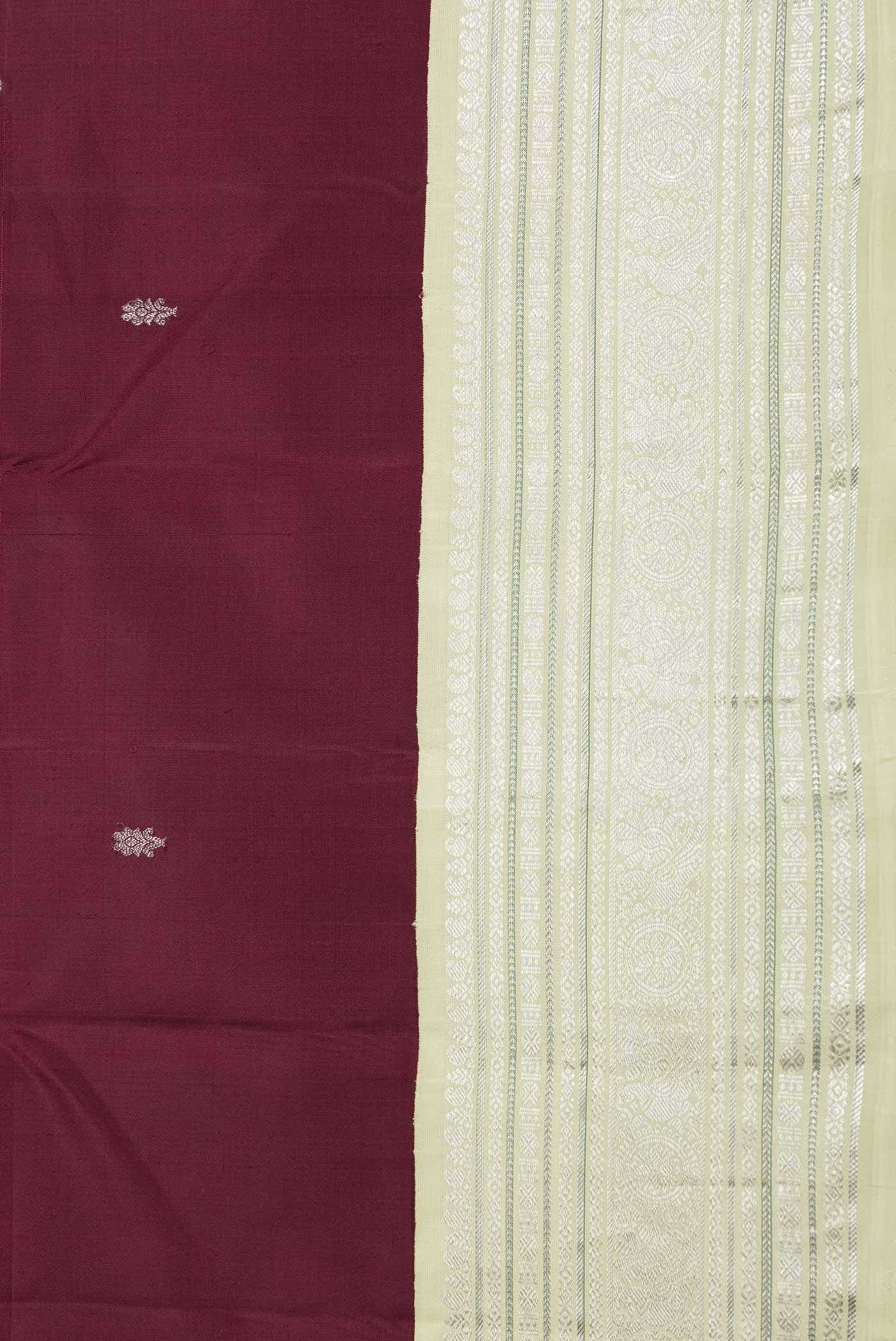 Pure Silk Pure Zari Maroon Dual Tone Kanchipuram Saree