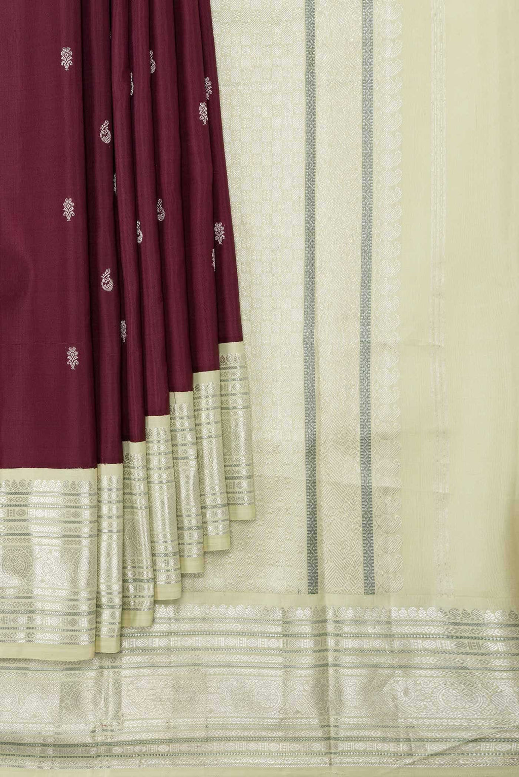 Pure Silk Pure Zari Maroon Dual Tone Kanchipuram Saree