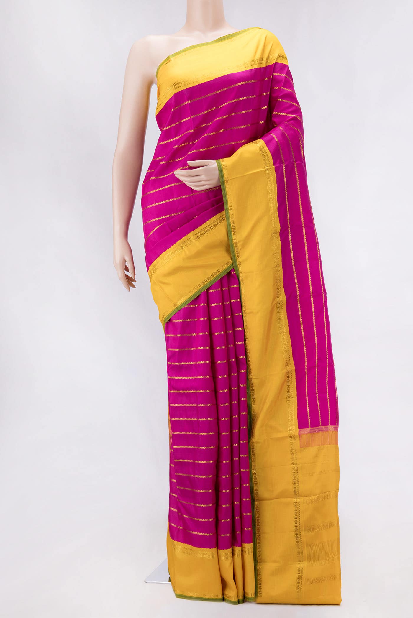 Pure Silk Pure Zari Pink Dual Tone Kanchipuram Saree
