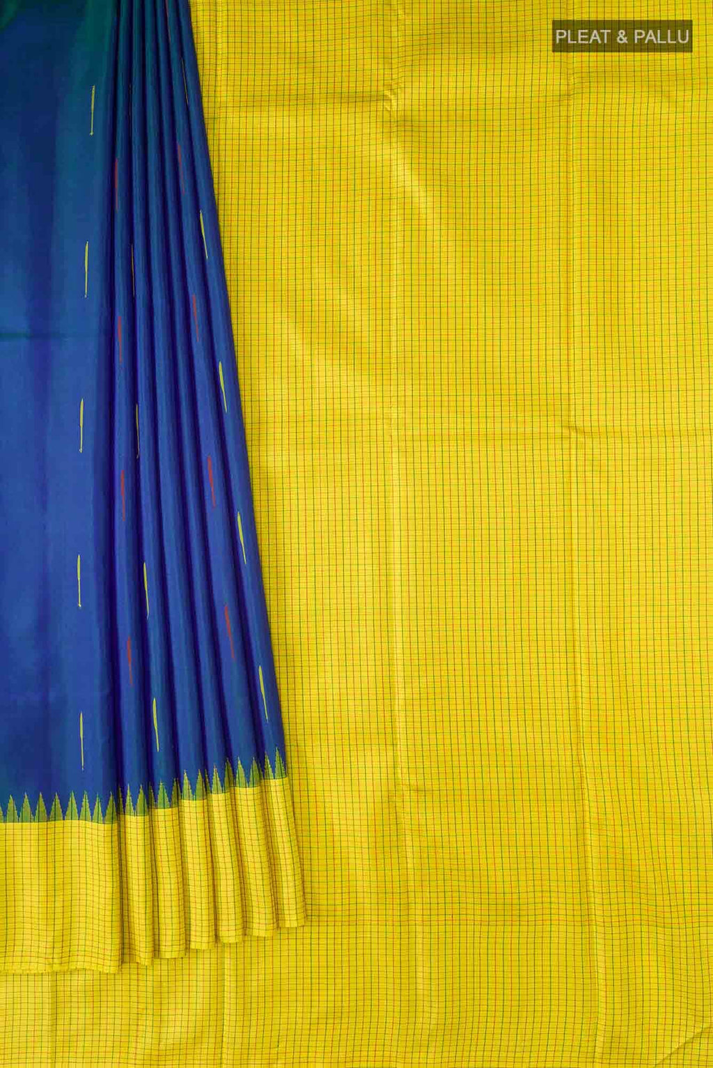 Blue with Green Dual Tone Kanchipuram Silk Saree