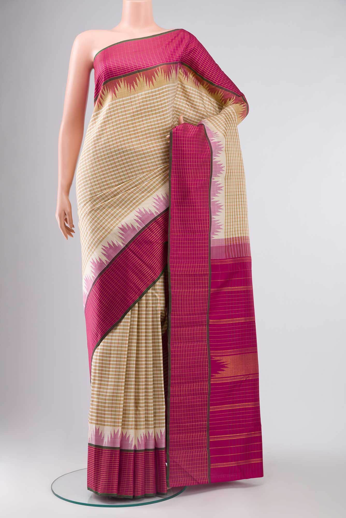 Beige Kanchipuram Silk Saree