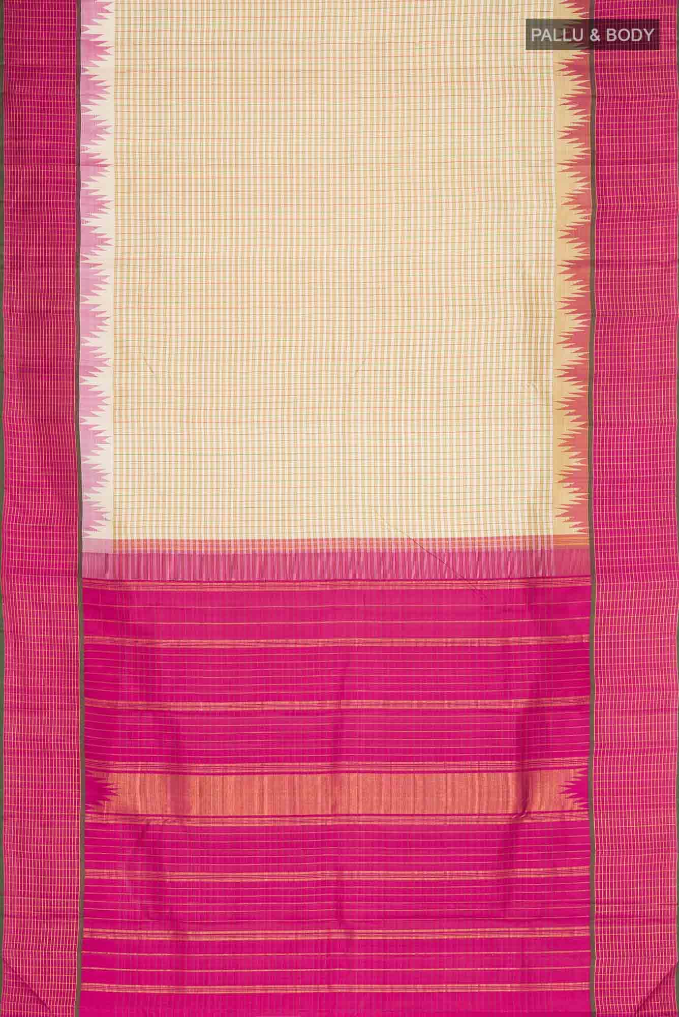 Beige Kanchipuram Silk Saree