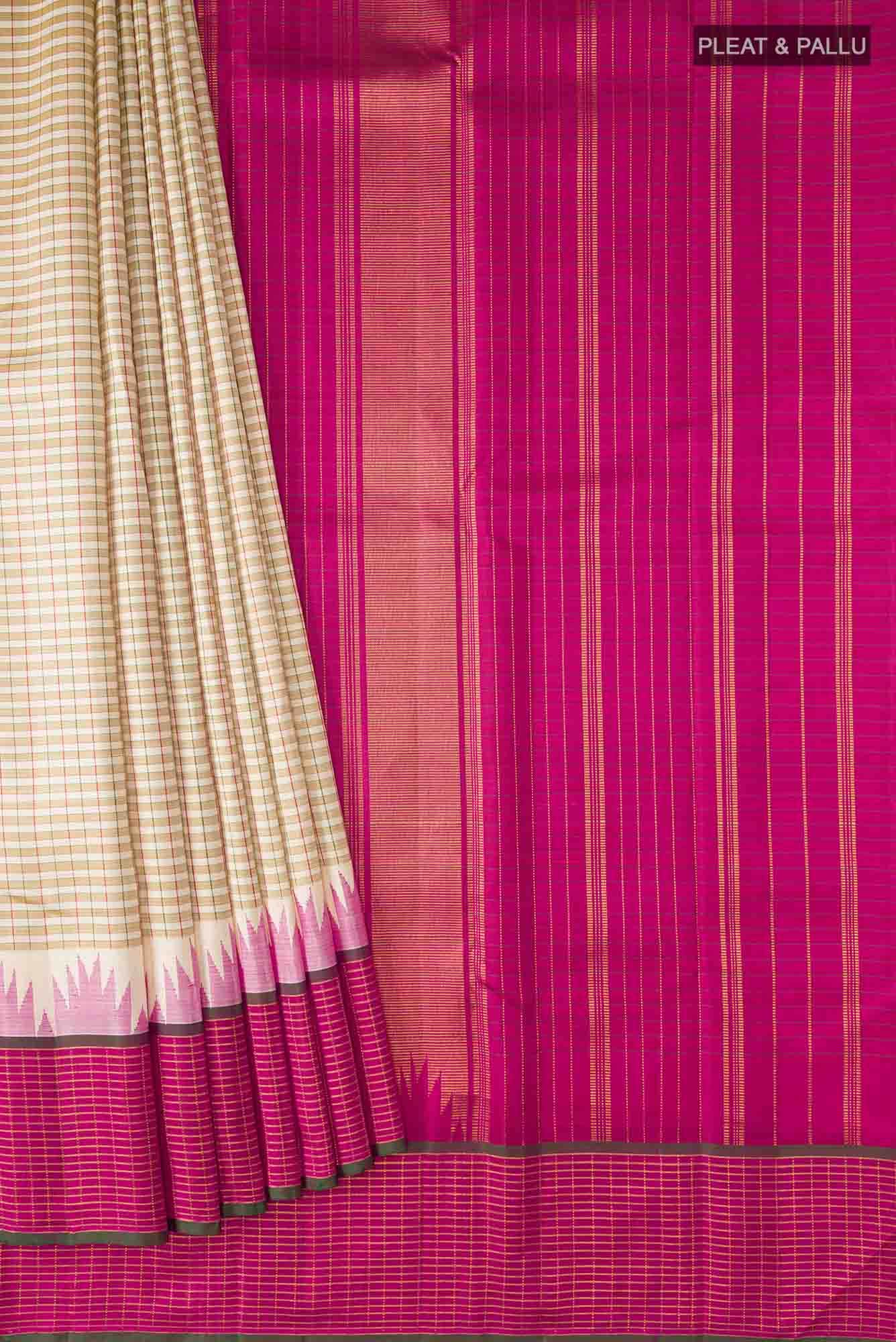 Beige Kanchipuram Silk Saree