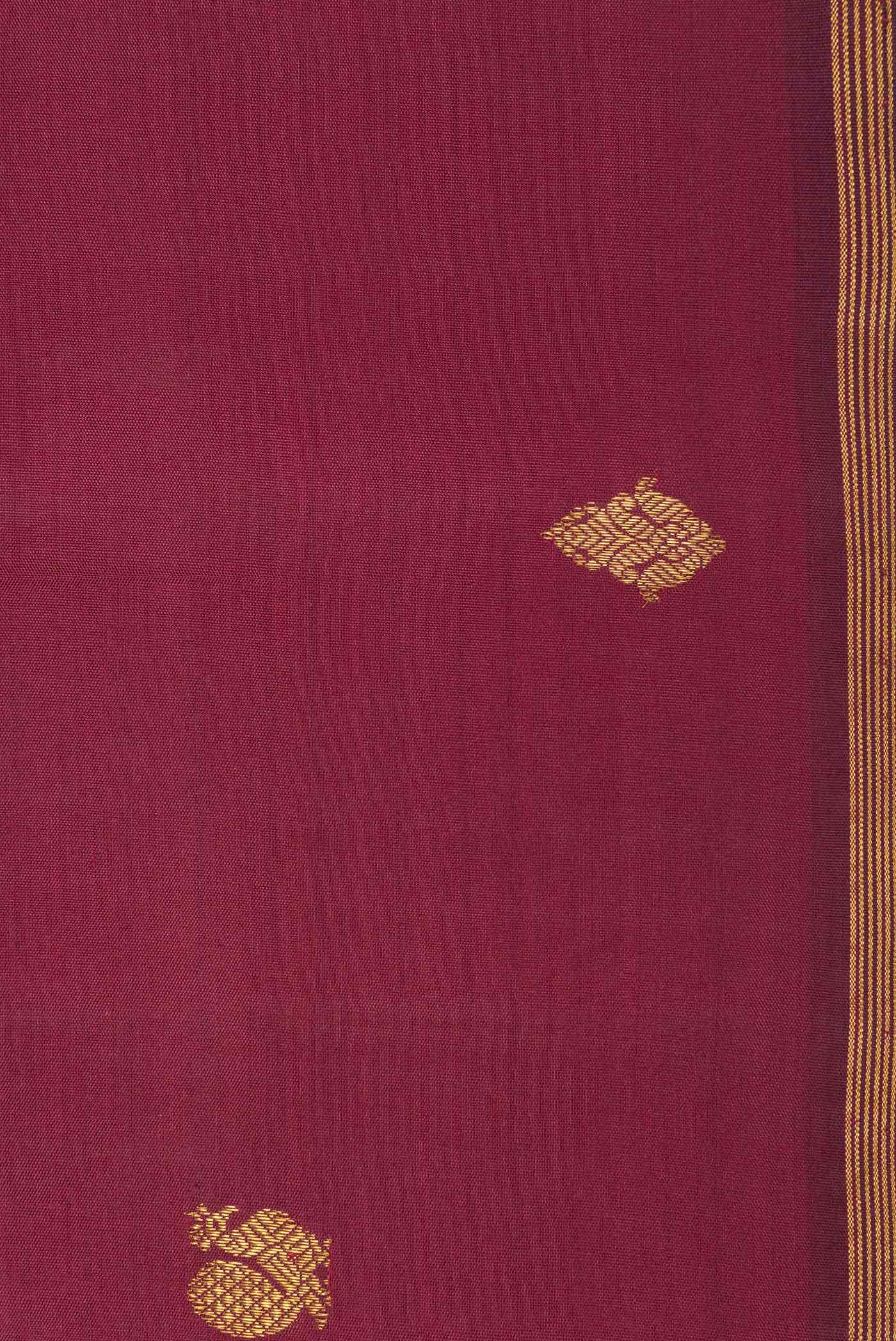 Pure Silk Pure Zari Burgundy Dual Tone Kanchipuram Saree