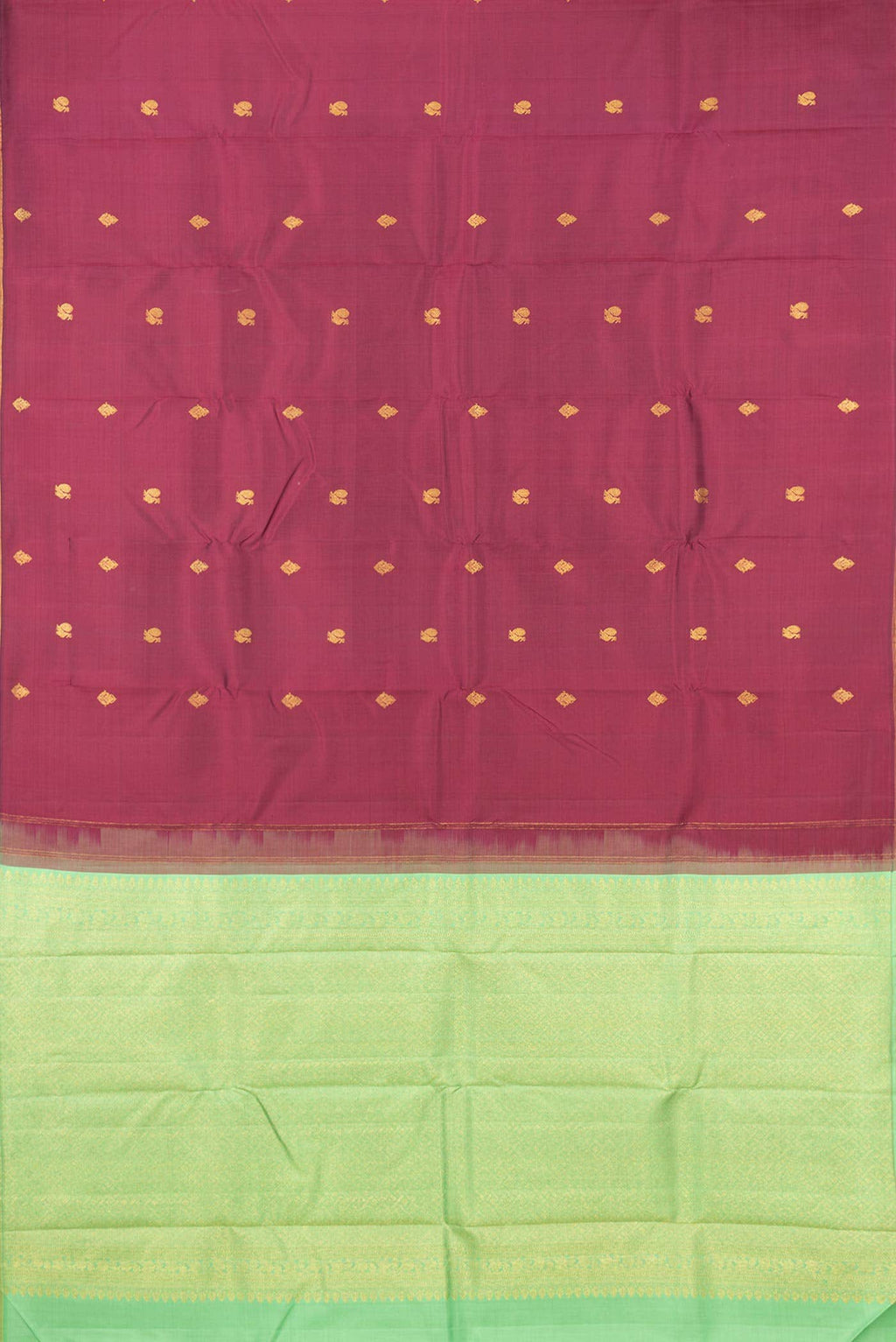 Pure Silk Pure Zari Burgundy Dual Tone Kanchipuram Saree