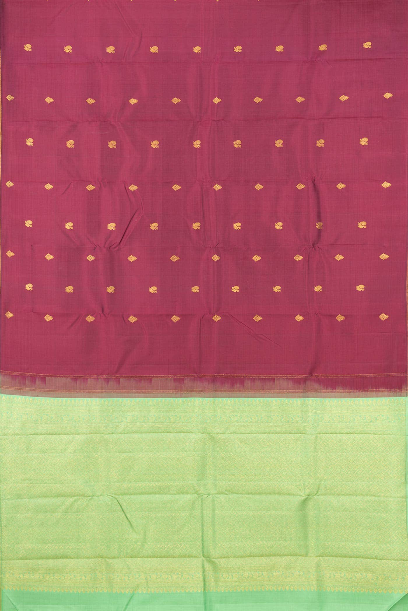 Pure Silk Pure Zari Burgundy Dual Tone Kanchipuram Saree