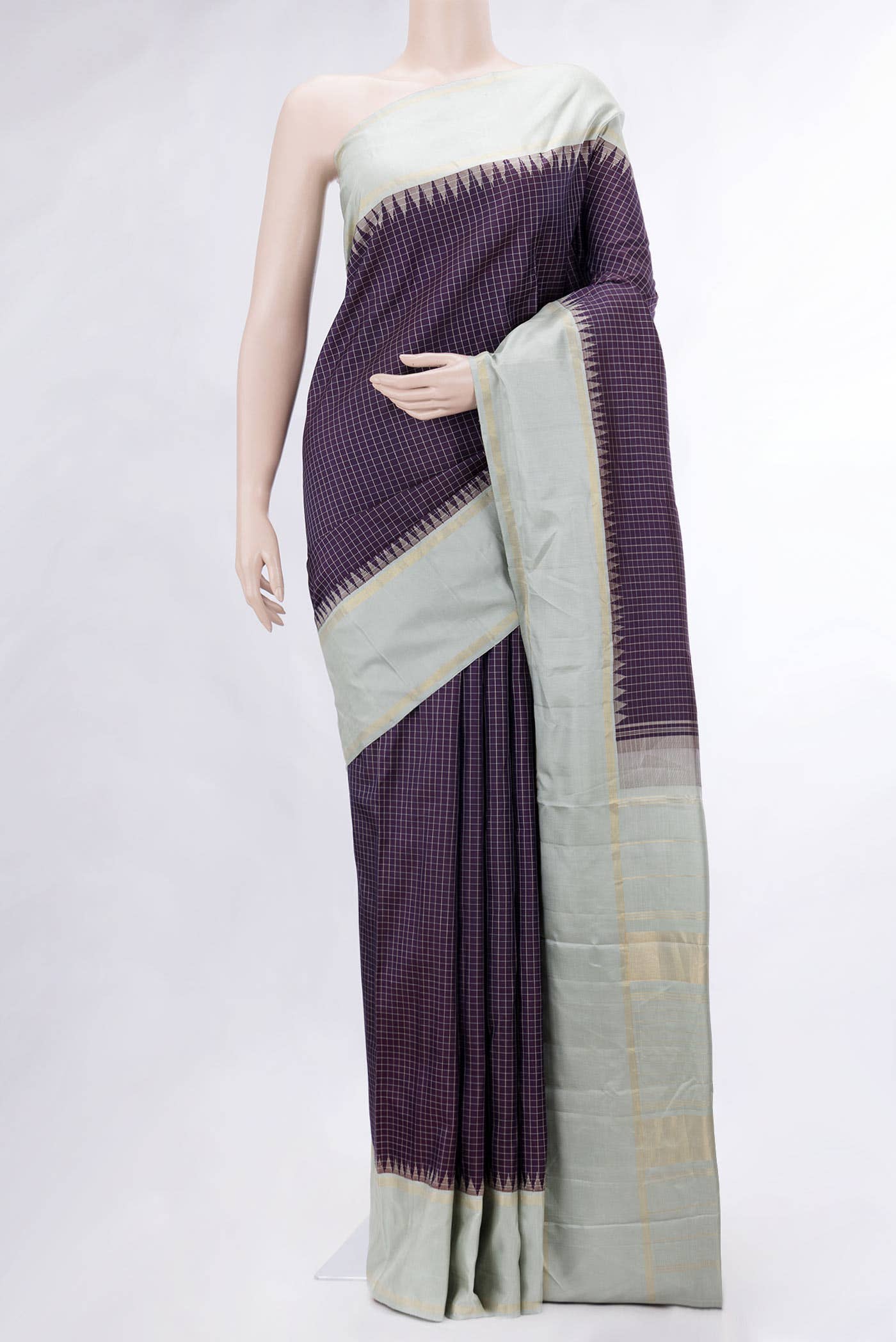 Pure Silk Pure Zari Burgundy Dual Tone Kanchipuram Saree