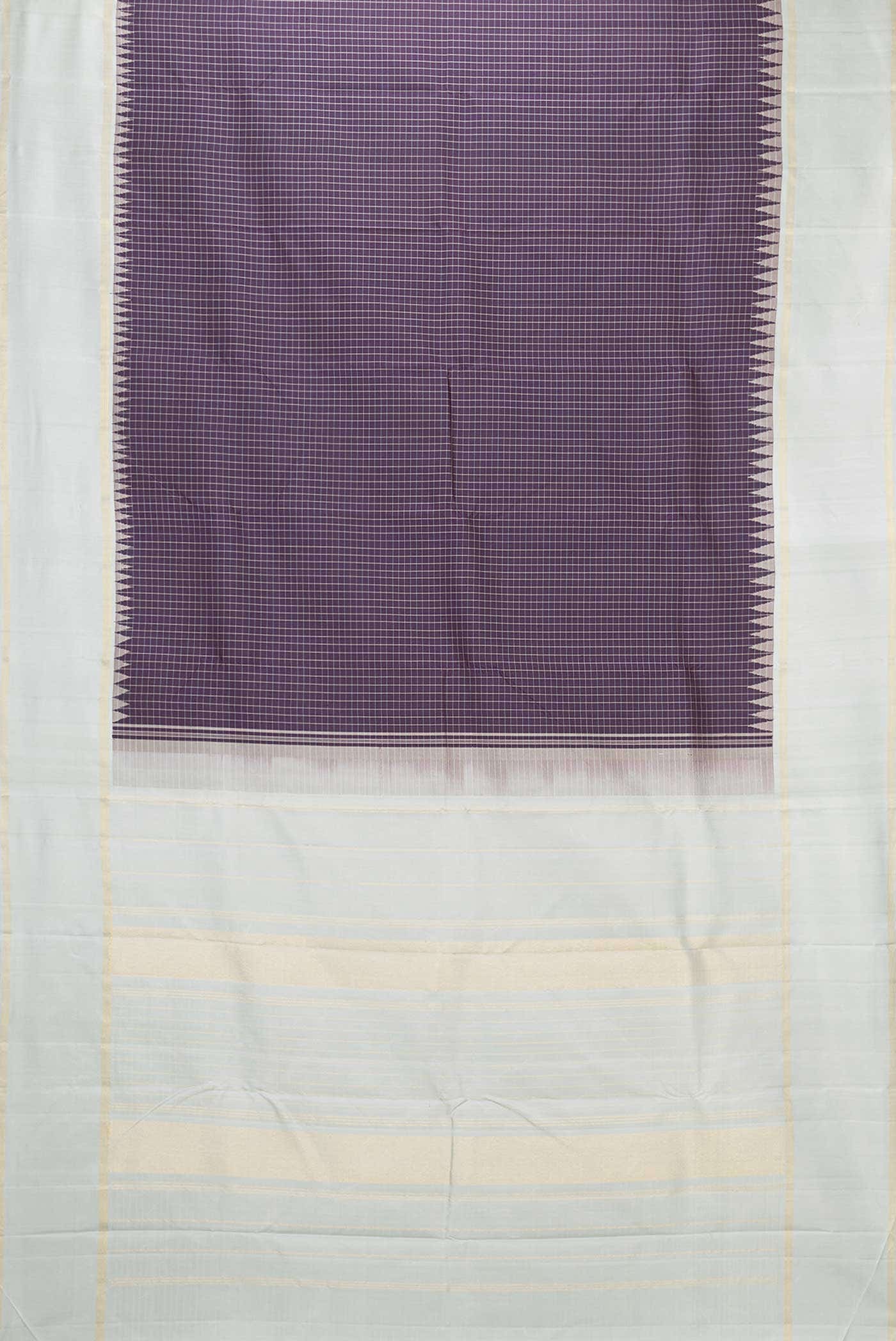 Pure Silk Pure Zari Burgundy Dual Tone Kanchipuram Saree