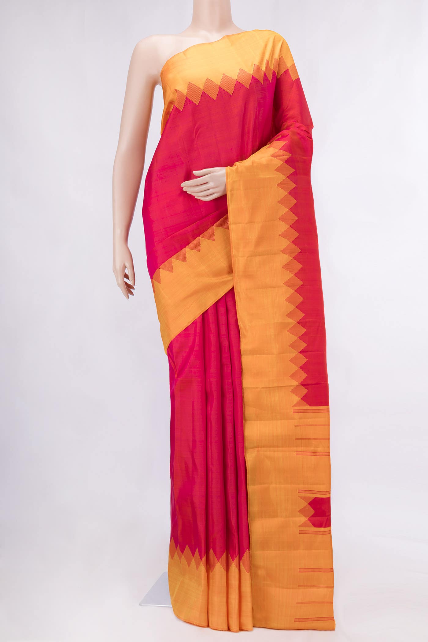 Dark Pink Dual Tone Kanchipuram Silk Saree