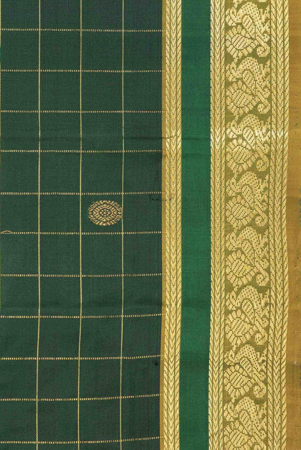 Pure Silk Pure Zari Green Dual Tone Kanchipuram Saree