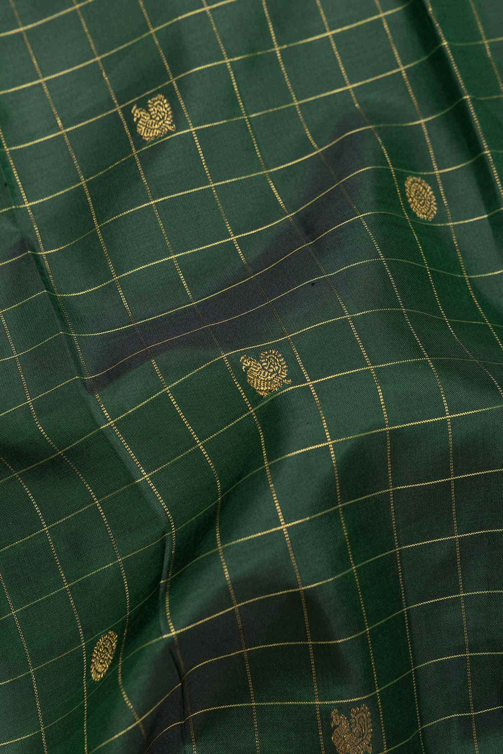 Pure Silk Pure Zari Green Dual Tone Kanchipuram Saree