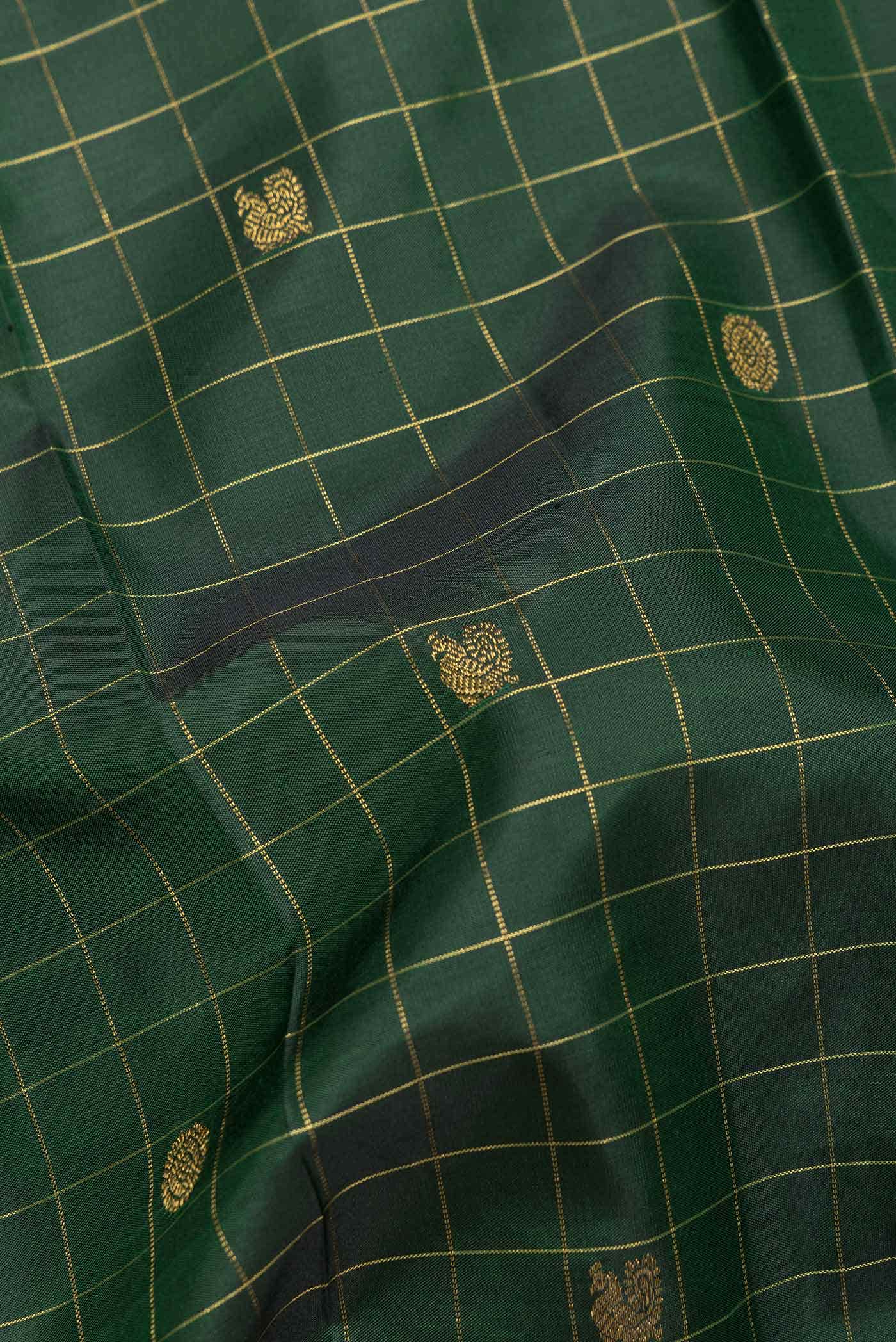 Pure Silk Pure Zari Green Dual Tone Kanchipuram Saree