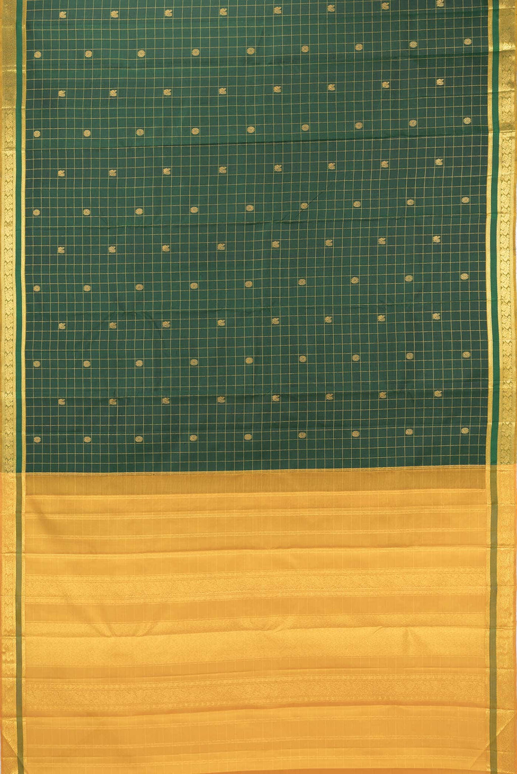 Pure Silk Pure Zari Green Dual Tone Kanchipuram Saree